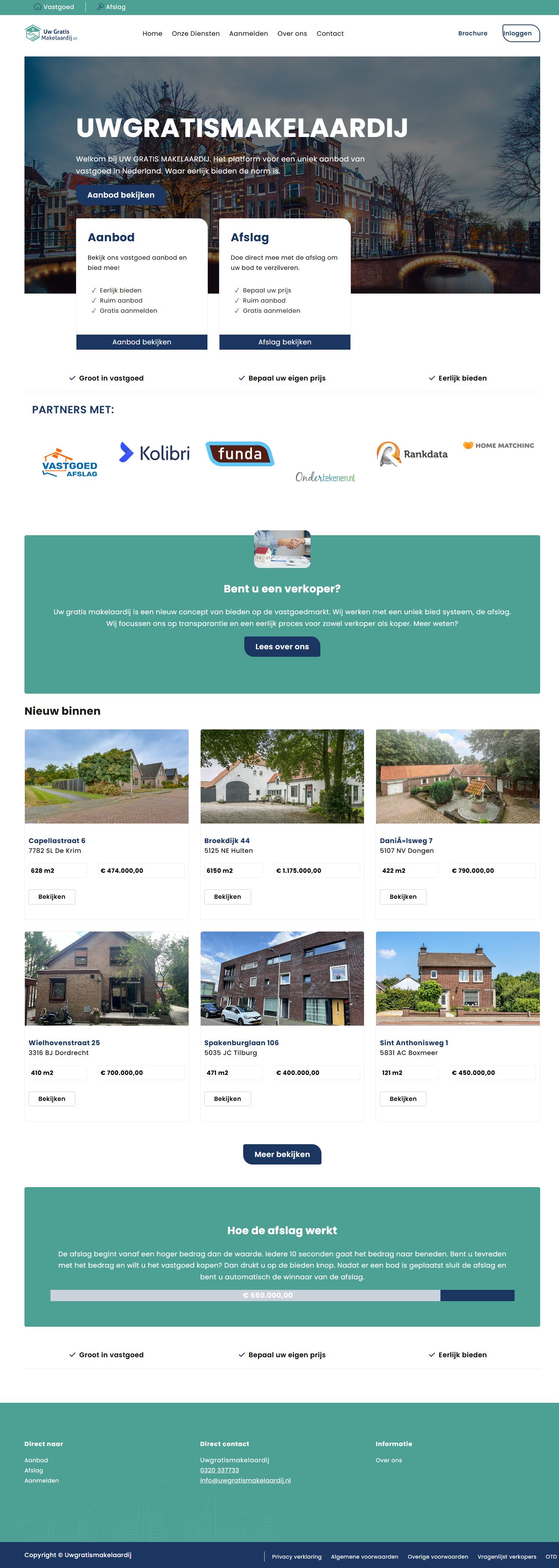 Screenshot van de website van uwgratismakelaardij.nl