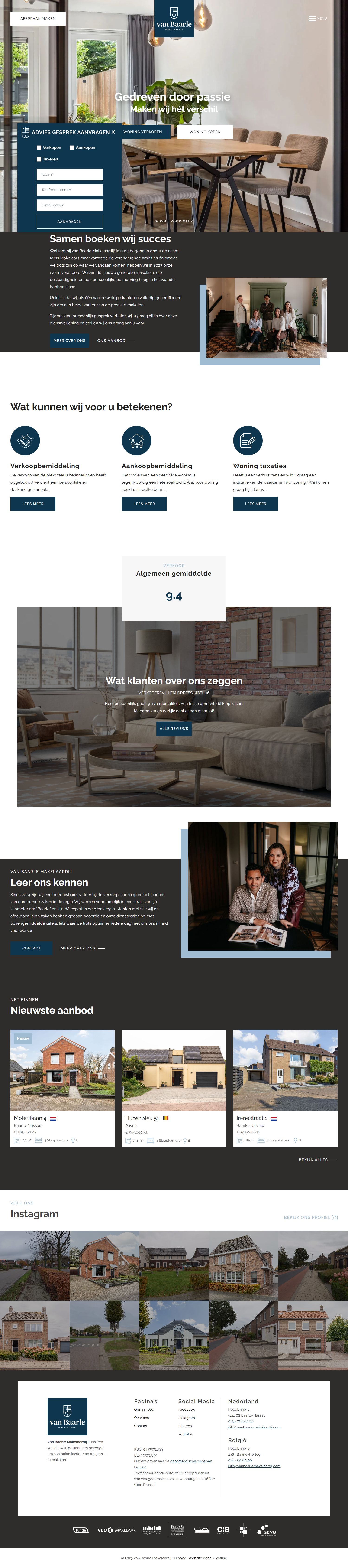 Screenshot van de website van www.vanbaarlemakelaardij.com