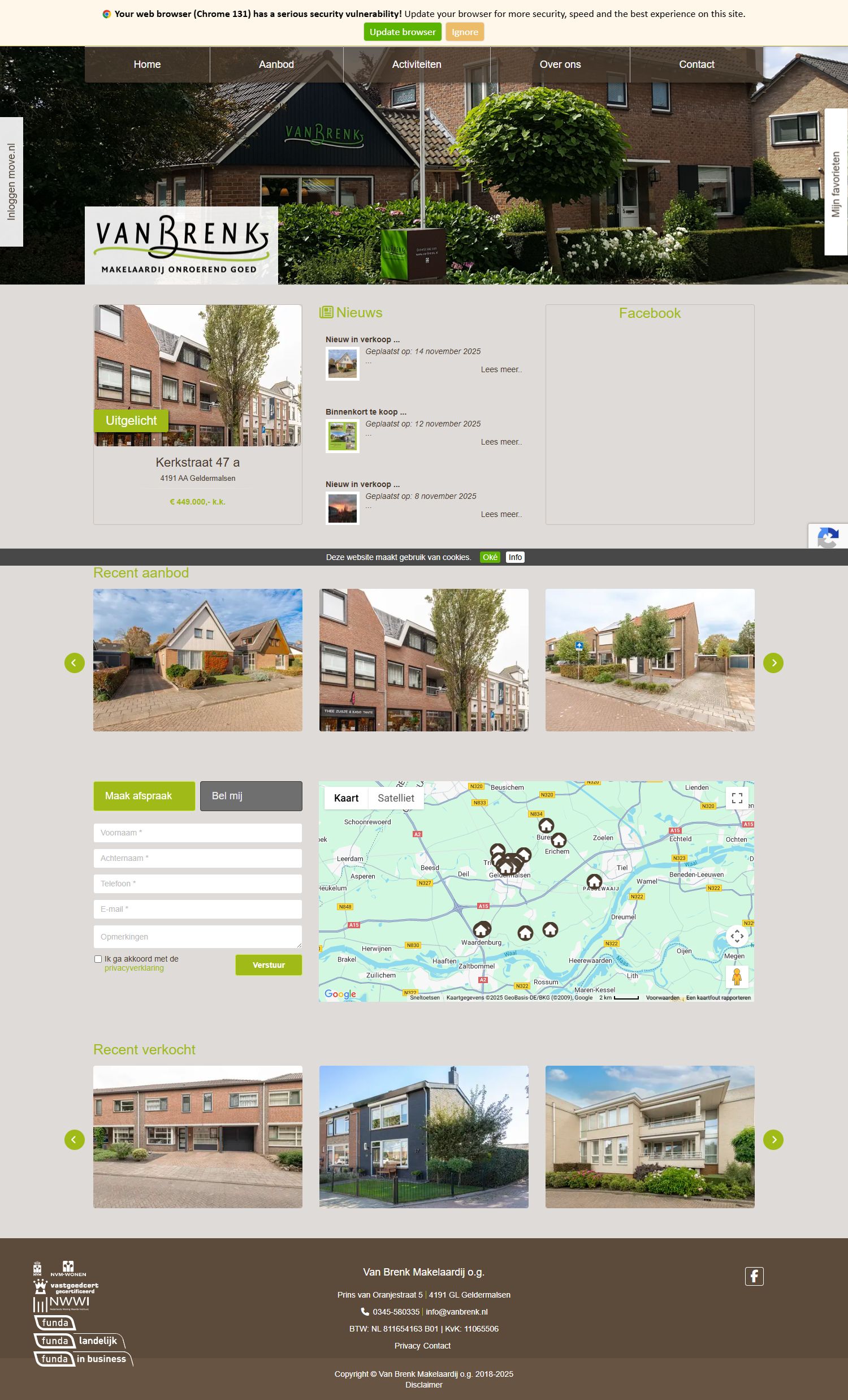 Screenshot van de website van www.vanbrenk.nl