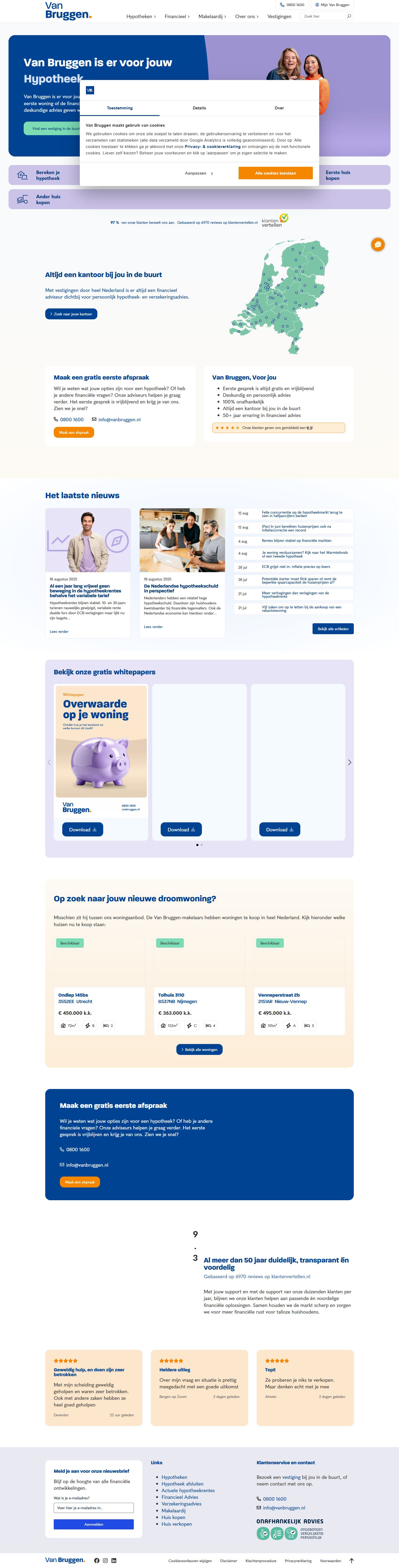 Screenshot van de website van www.vanbruggen.nl