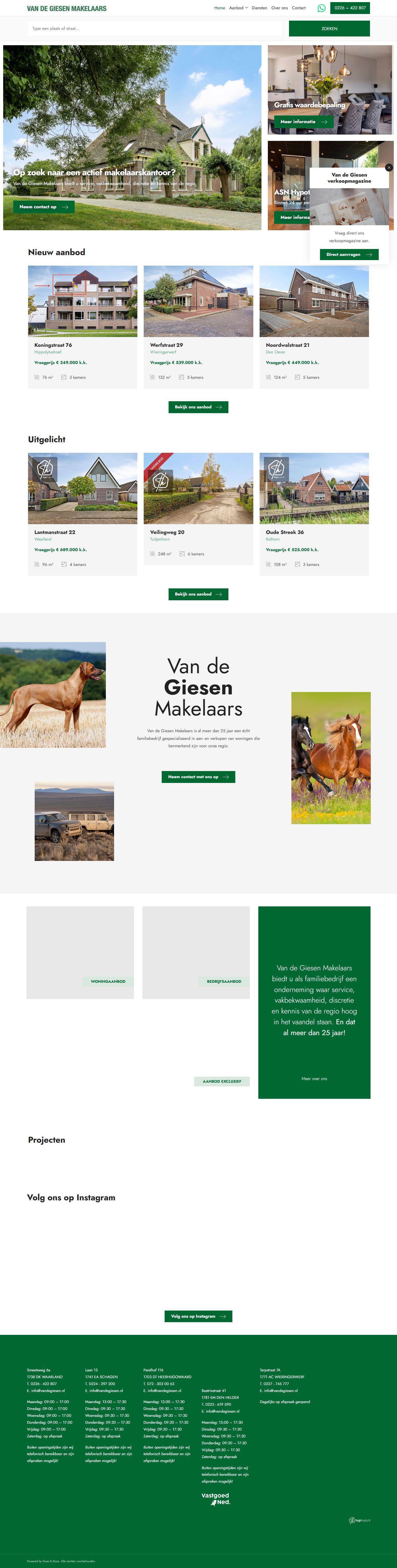Screenshot van de website van www.vandegiesen.nl