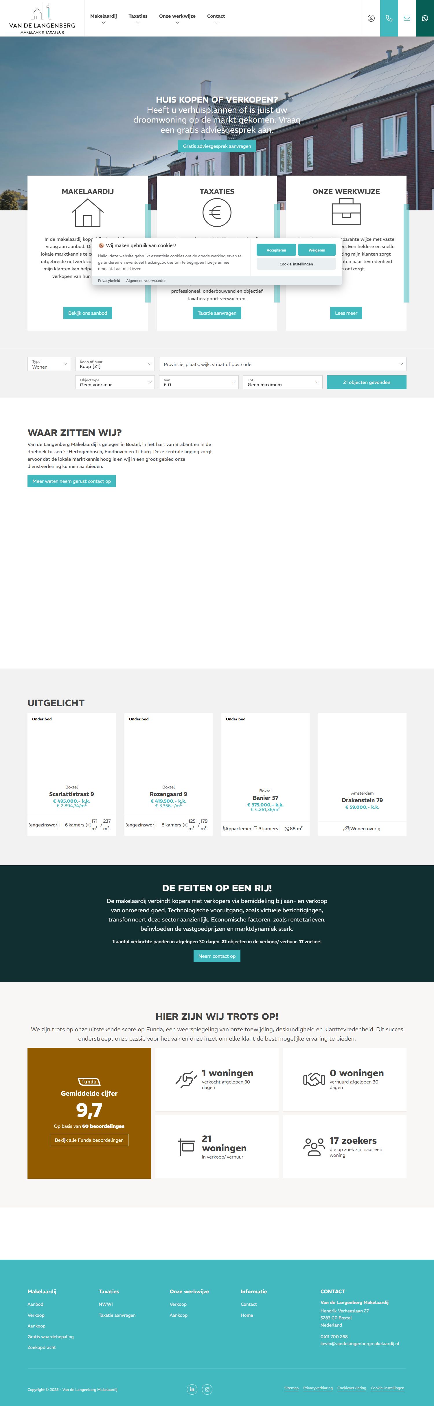 Screenshot van de website van www.vandelangenbergmakelaardij.nl
