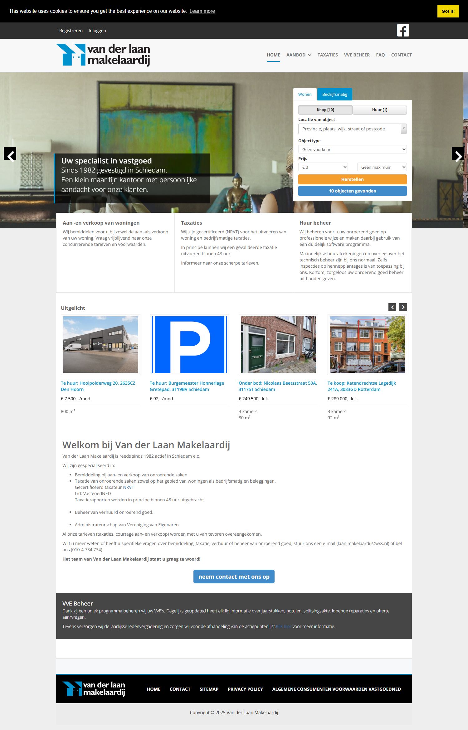 Screenshot van de website van www.laanmakelaardij.nl