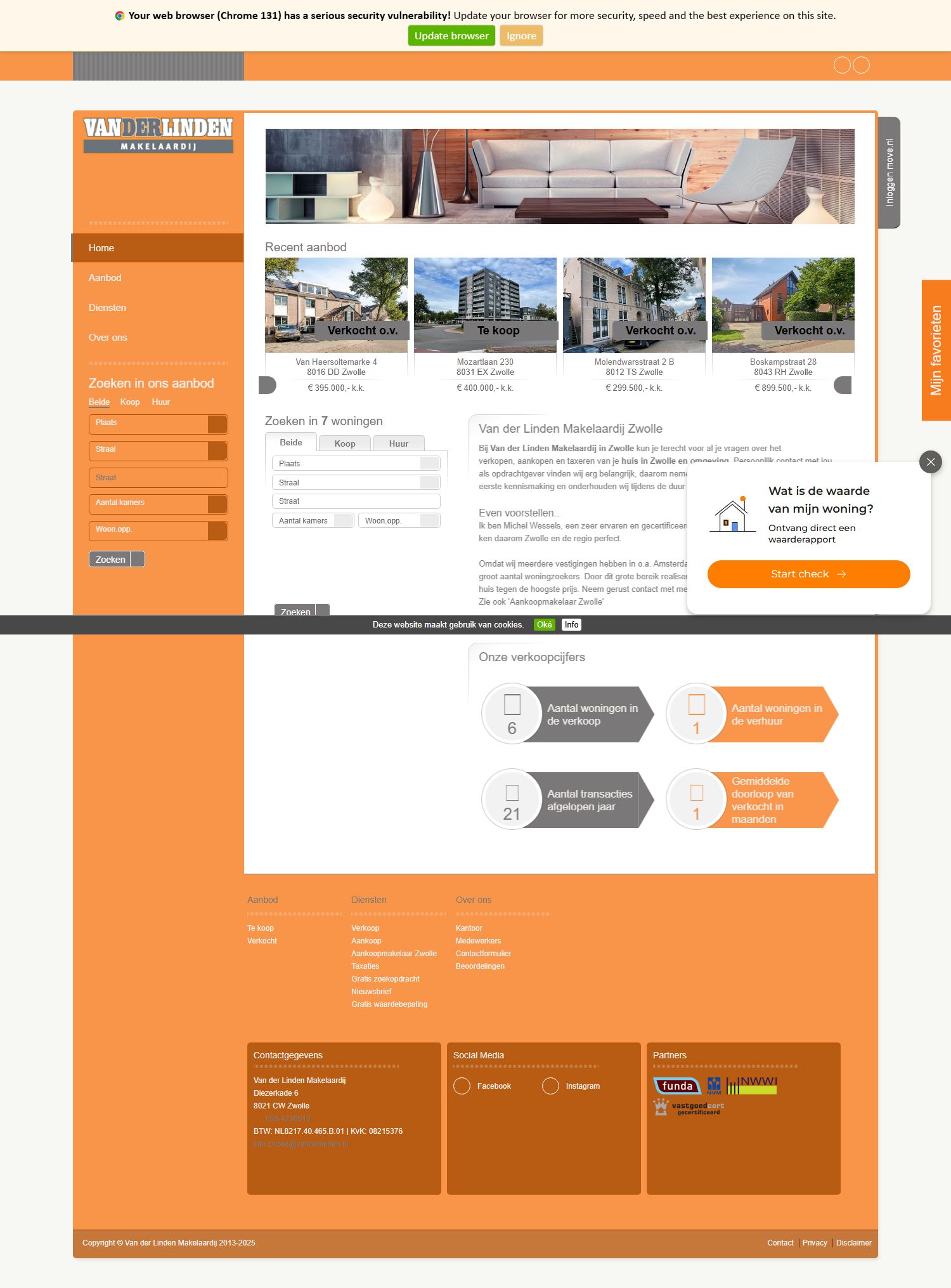 Screenshot van de website van www.vdlmakelaardijzwolle.nl