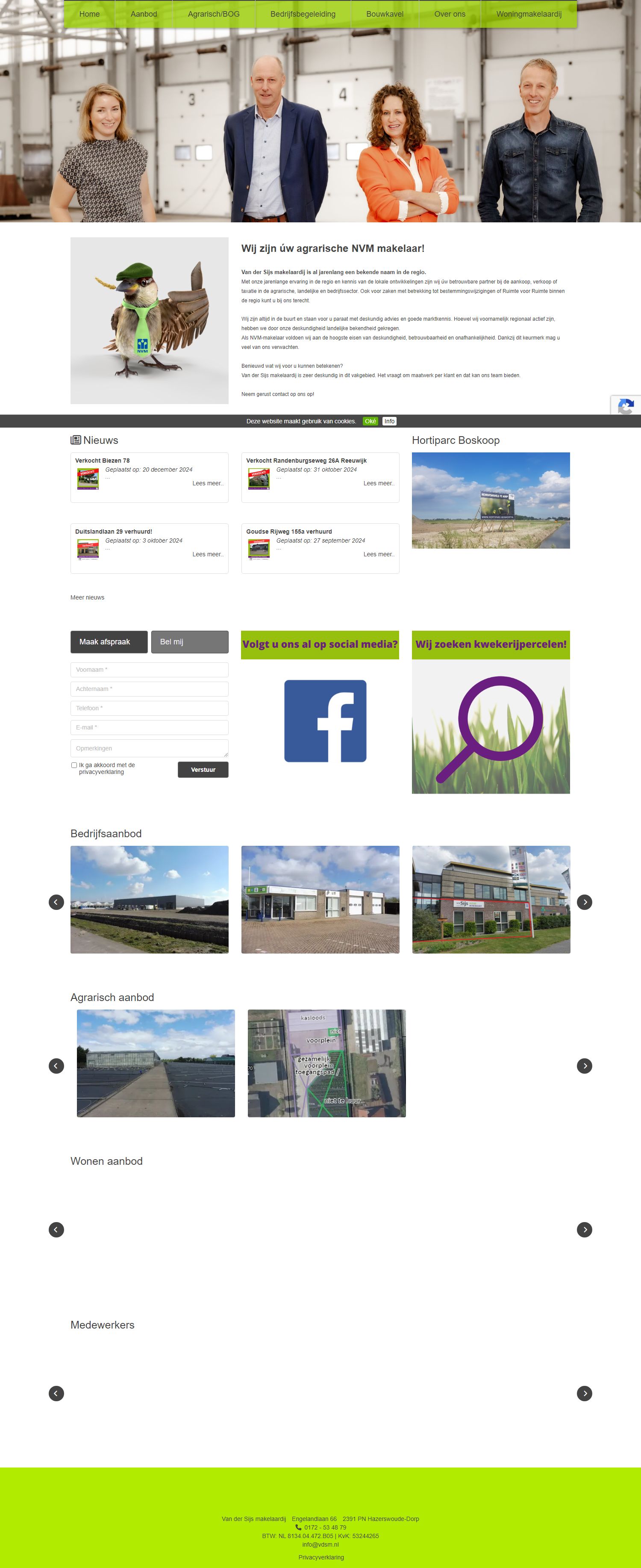 Screenshot van de website van www.vdsm.nl