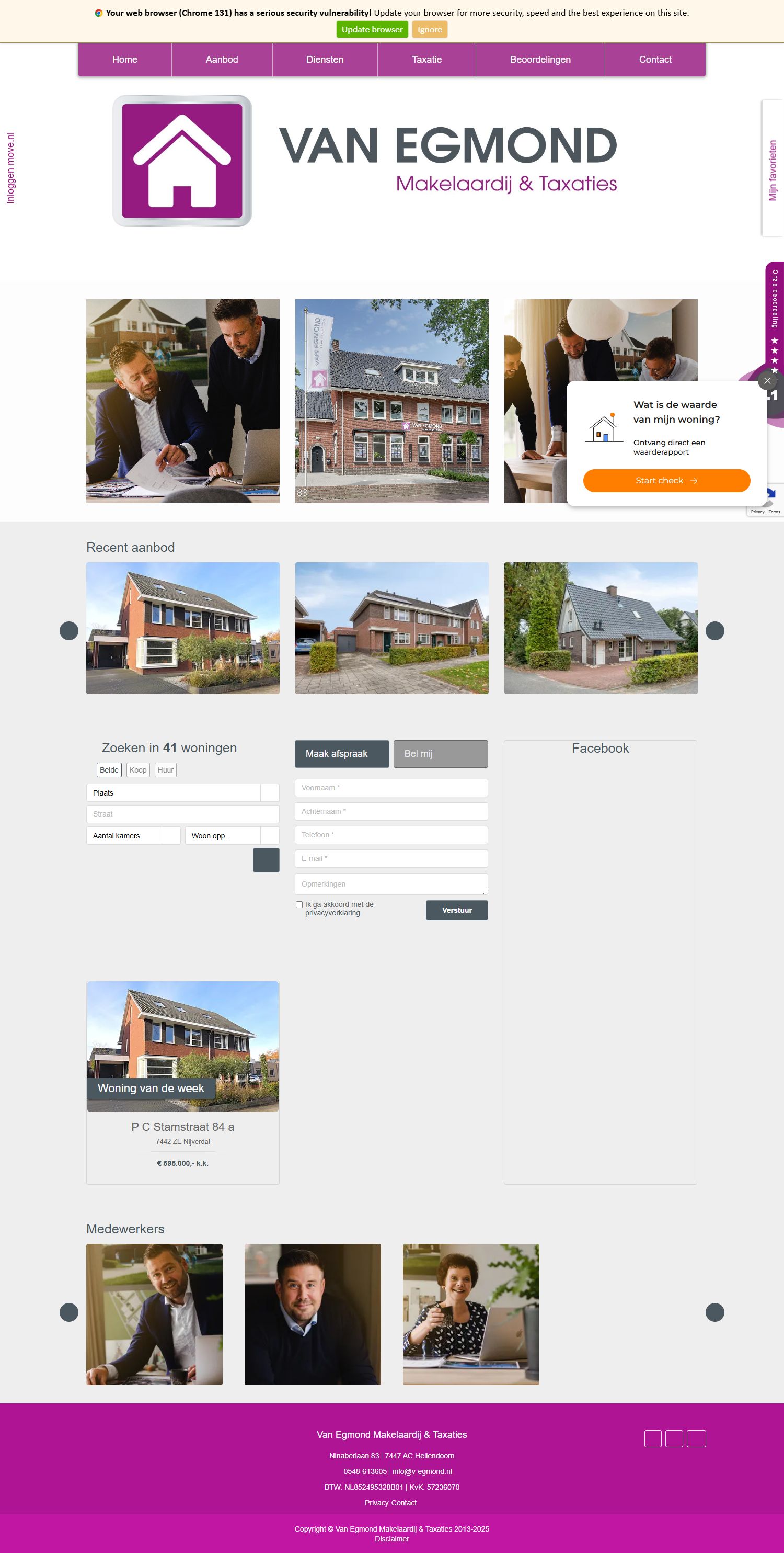 Screenshot van de website van www.v-egmond.nl