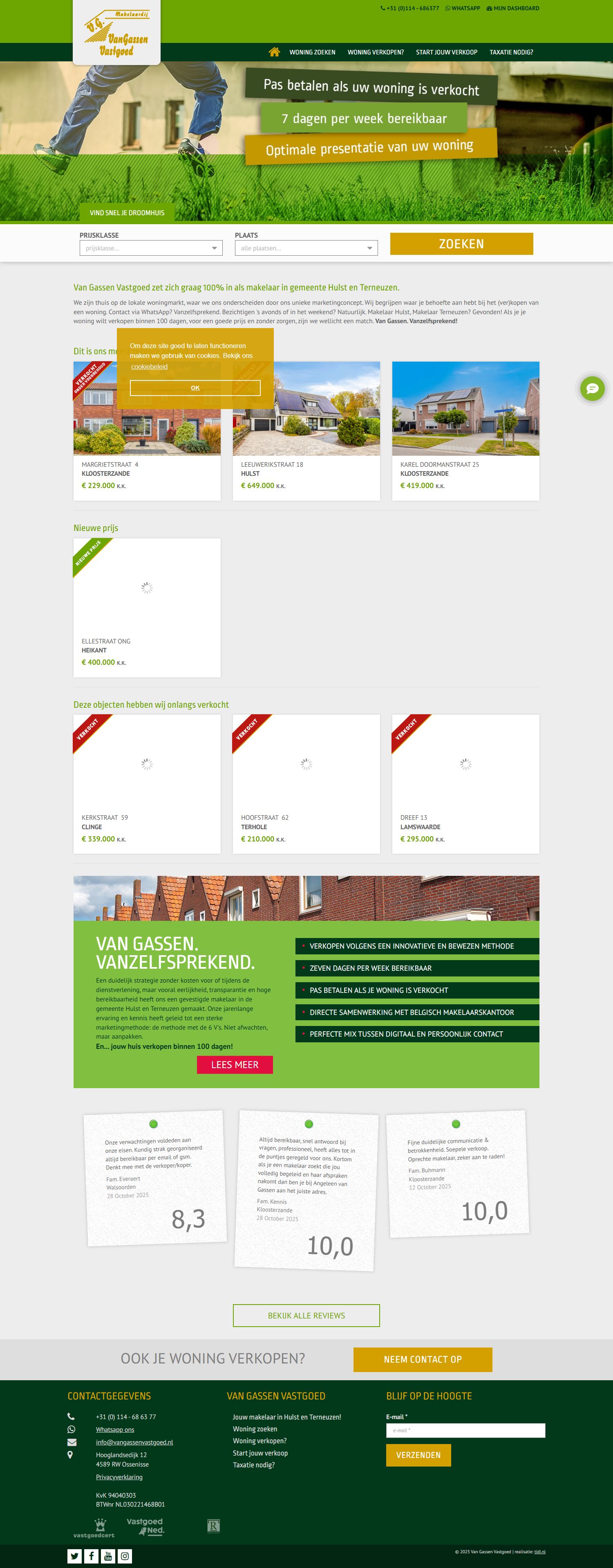 Screenshot van de website van www.vangassenvastgoed.nl