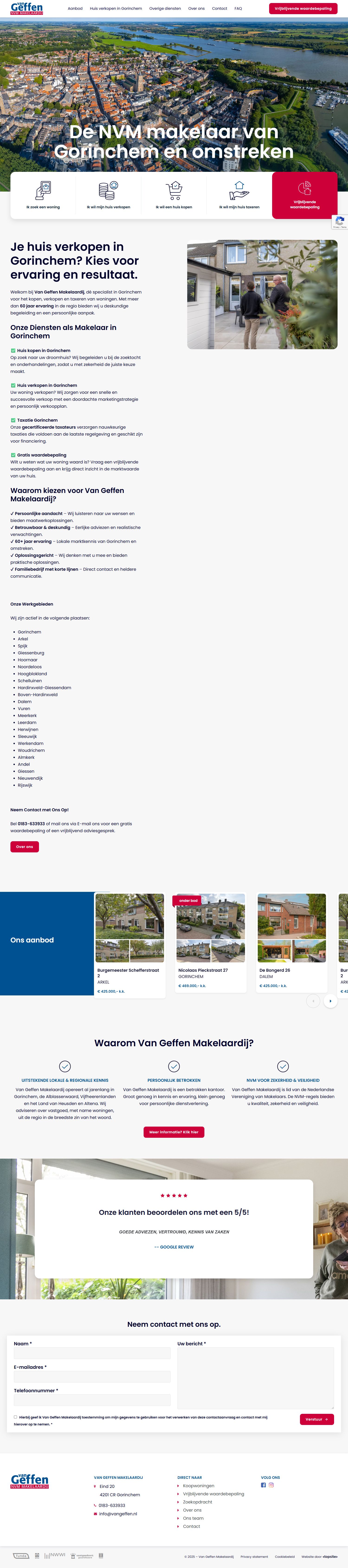Screenshot van de website van www.vangeffen.nl