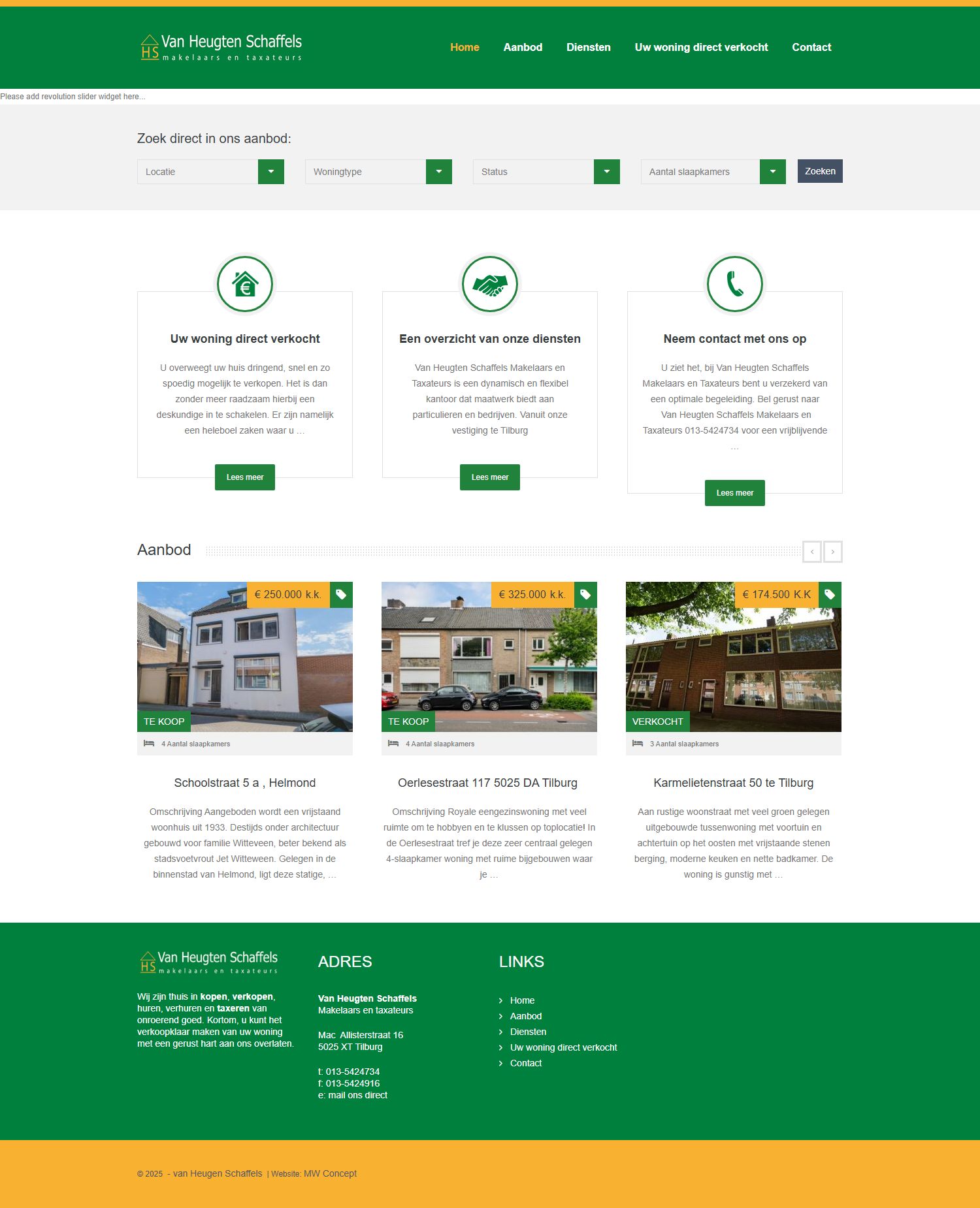 Screenshot van de website van www.vanheugtenschaffels.nl