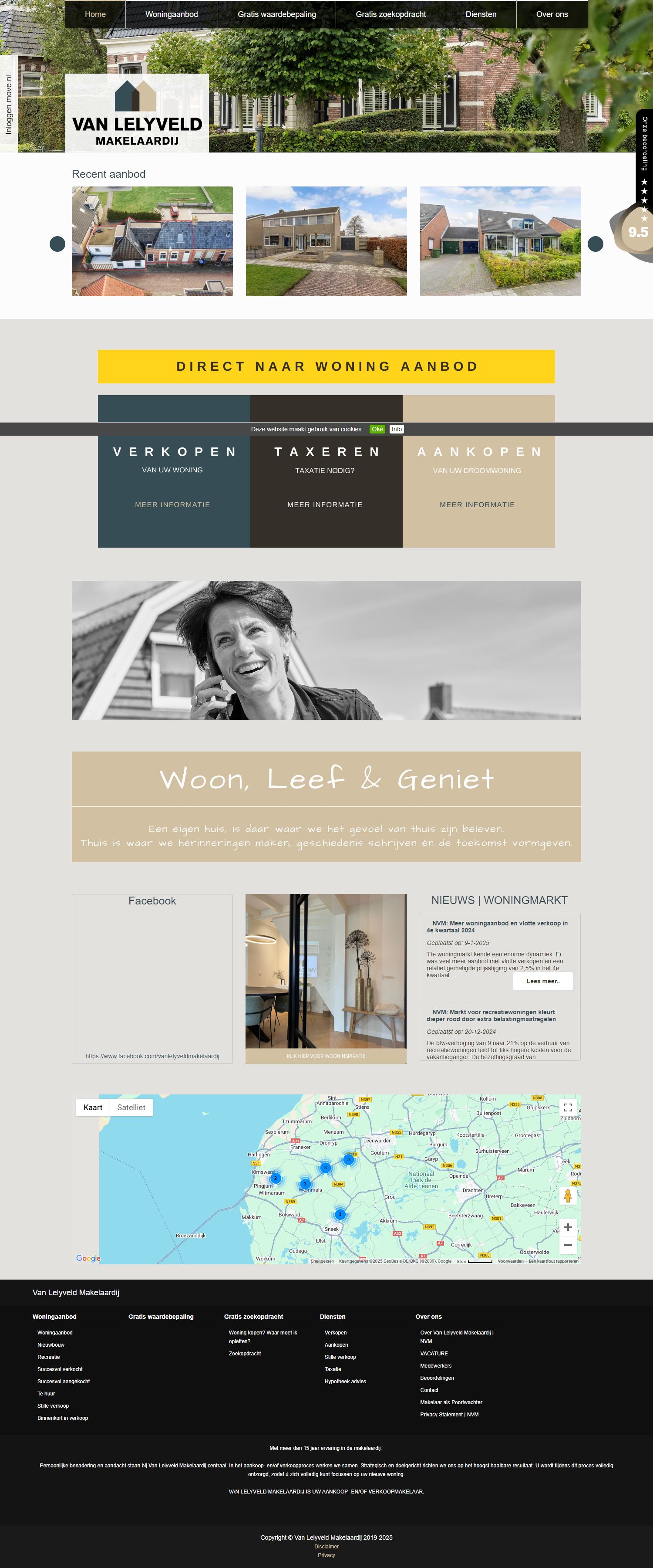 Screenshot van de website van www.vanlelyveldmakelaardij.nl