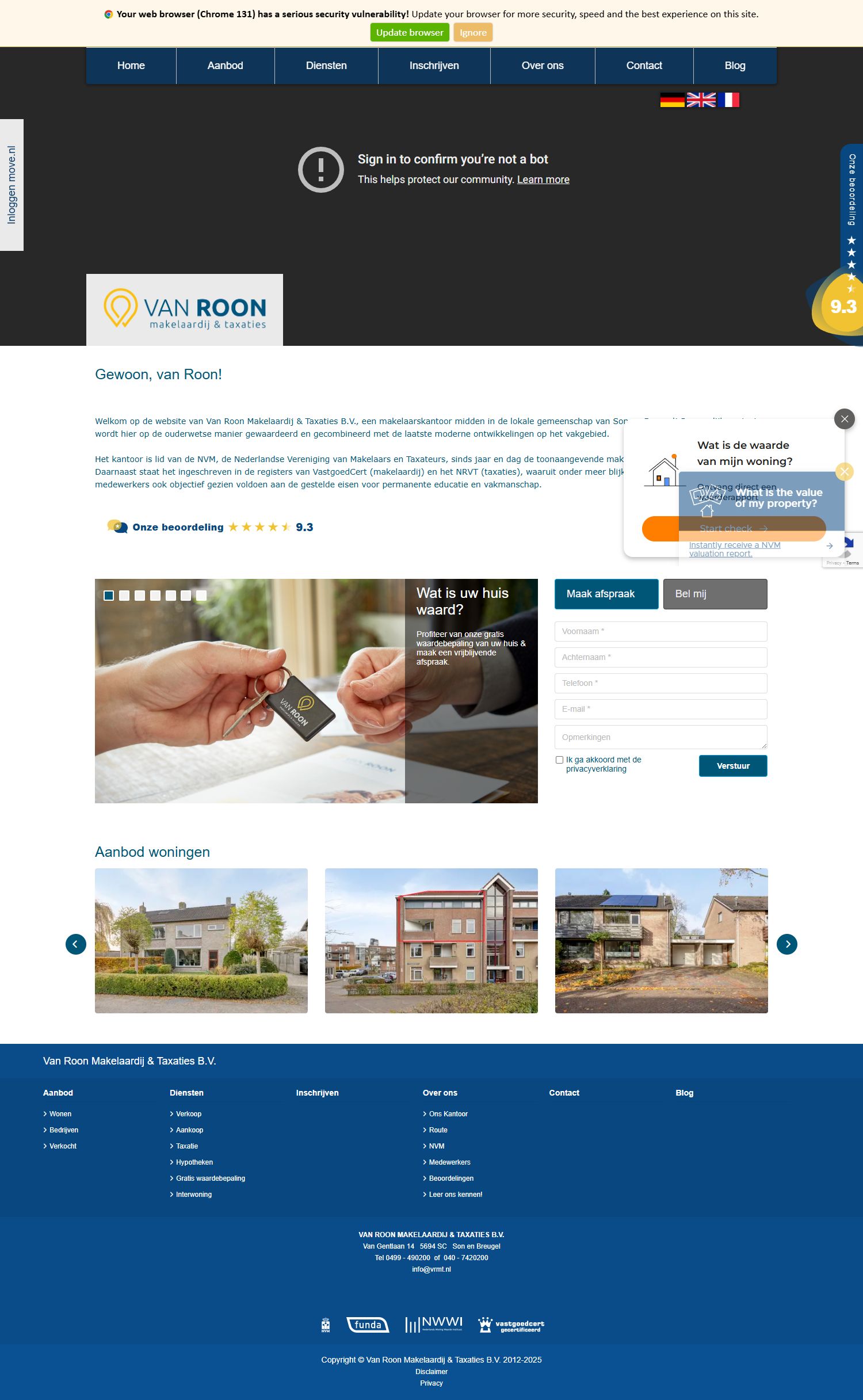 Screenshot van de website van www.vrmt.nl