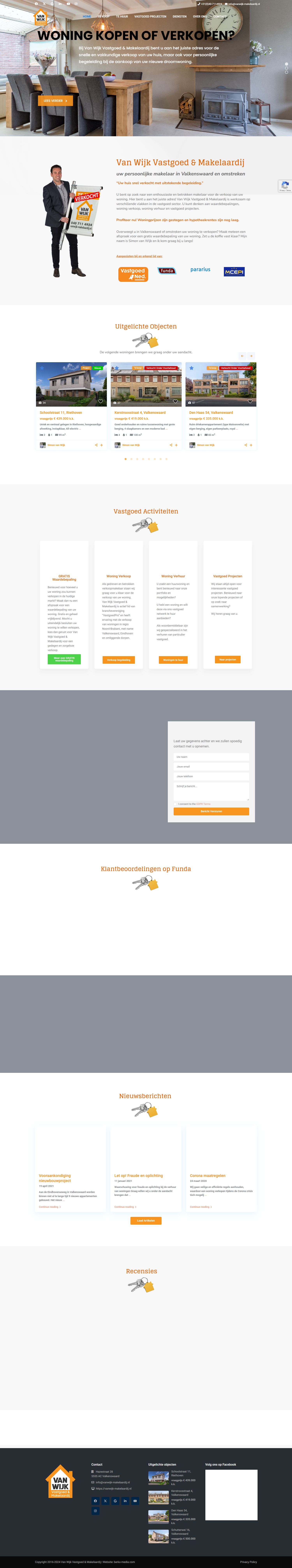 Screenshot van de website van www.vanwijk-makelaardij.nl