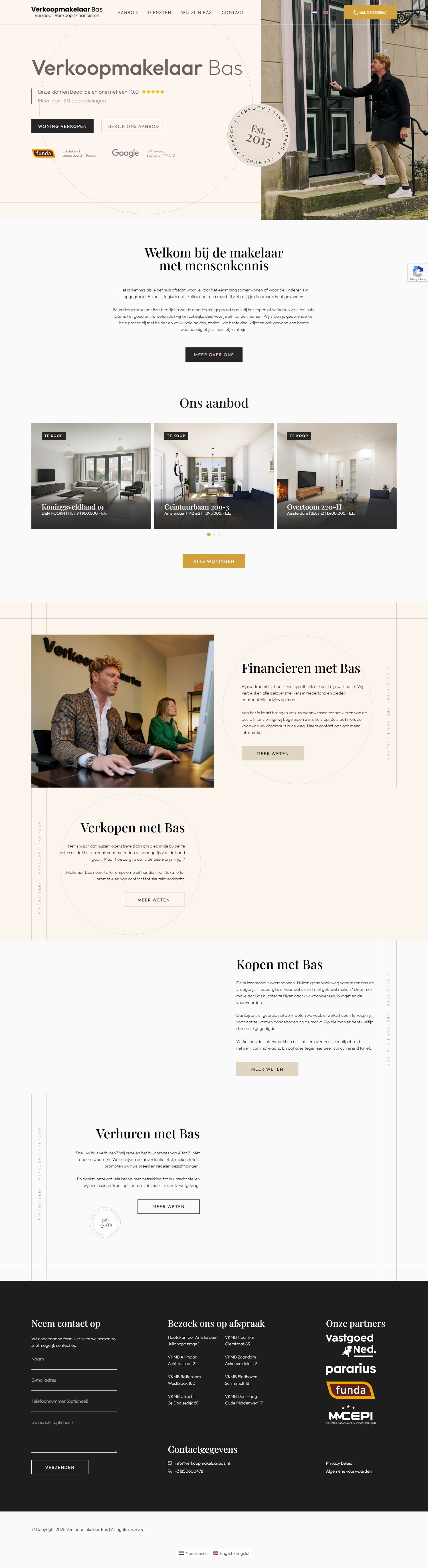 Screenshot van de website van verkoopmakelaarbas.nl