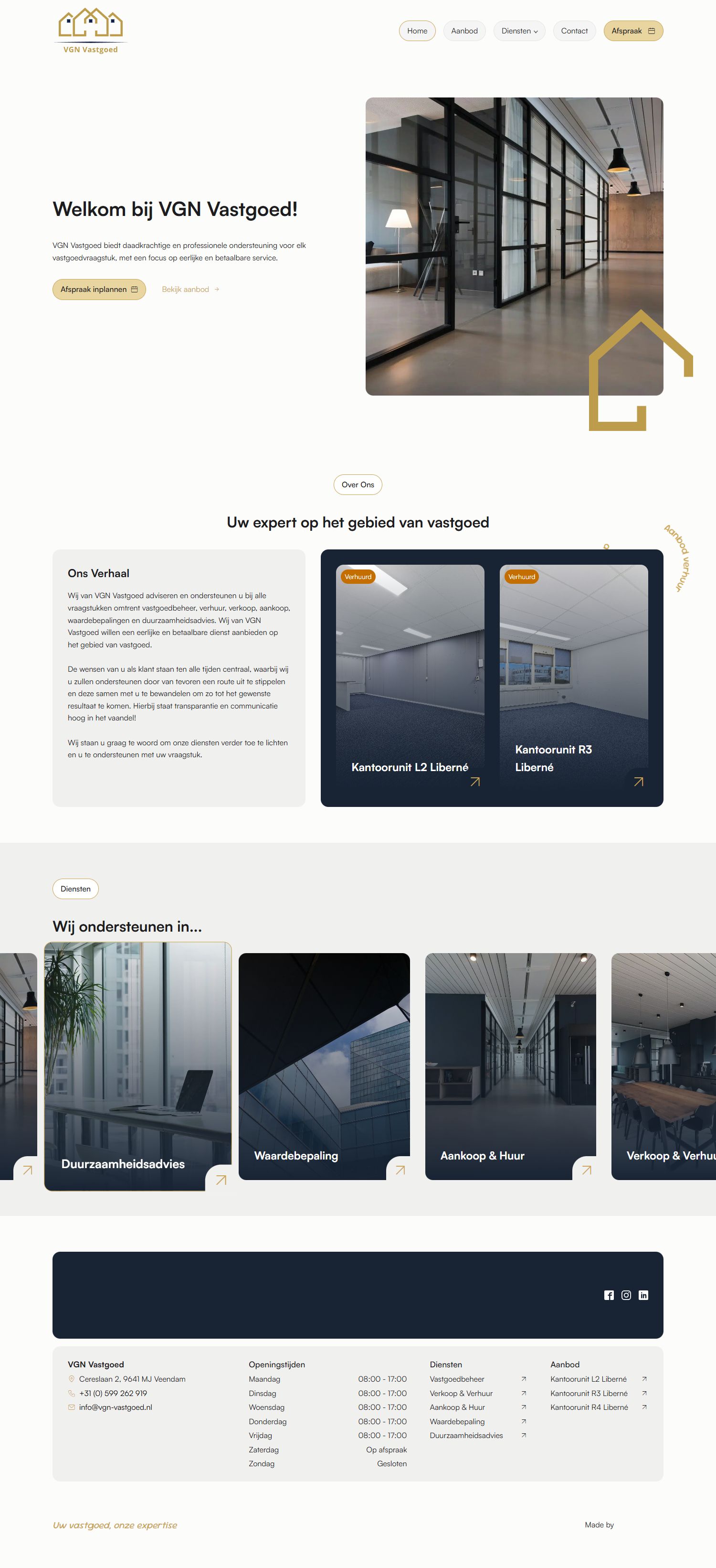 Screenshot van de website van www.vgn-vastgoed.nl