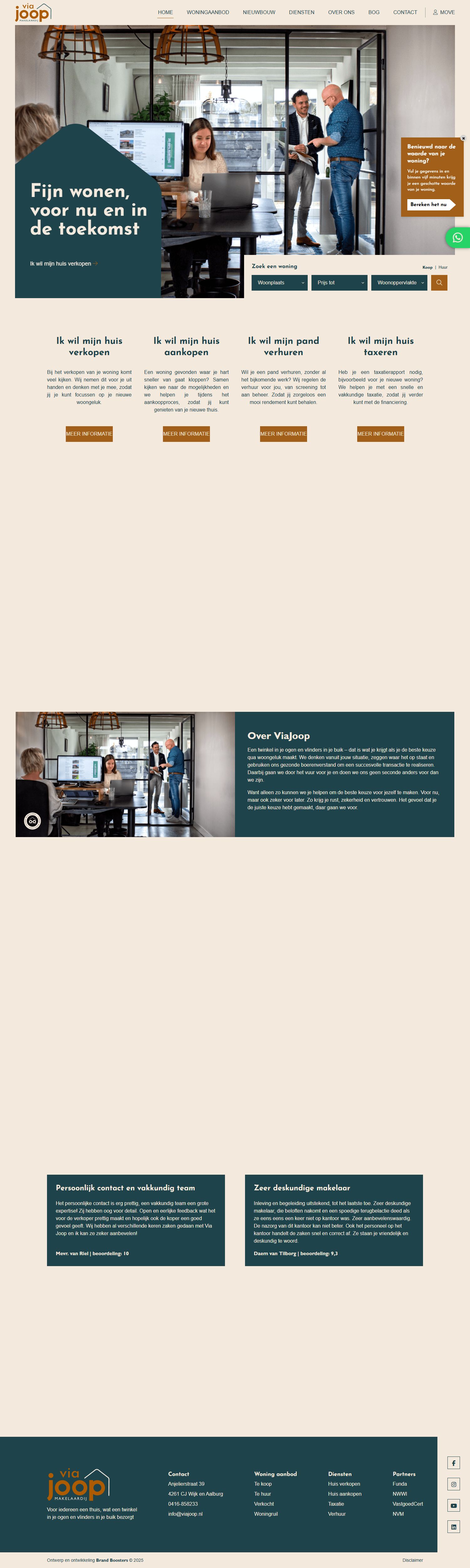 Screenshot van de website van www.viajoop.nl