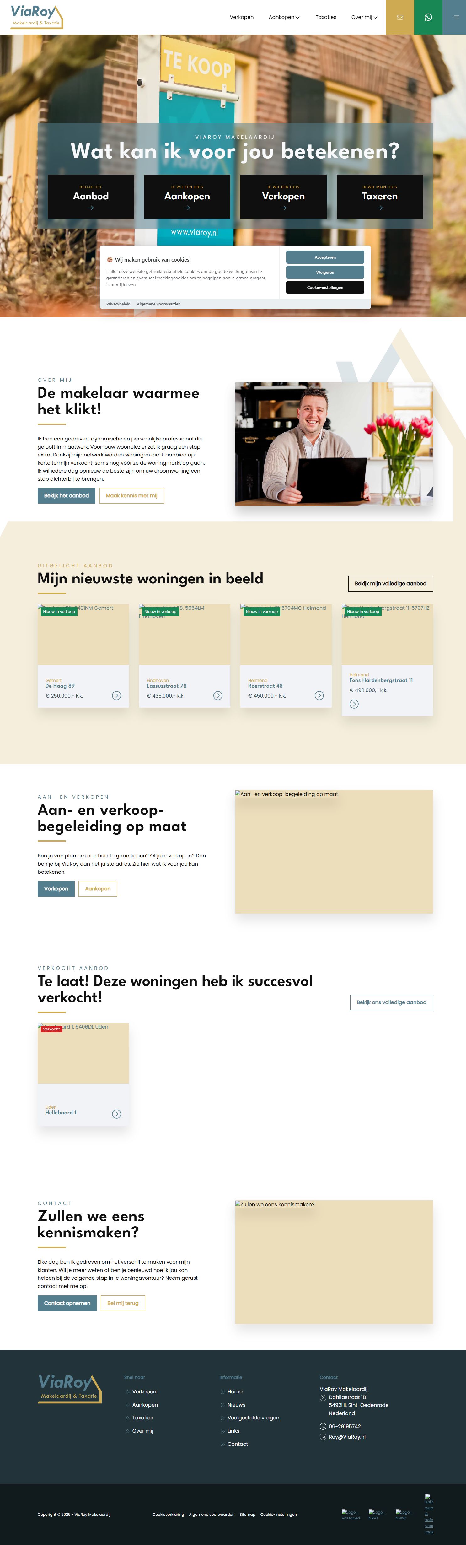 Screenshot van de website van www.viaroy.nl