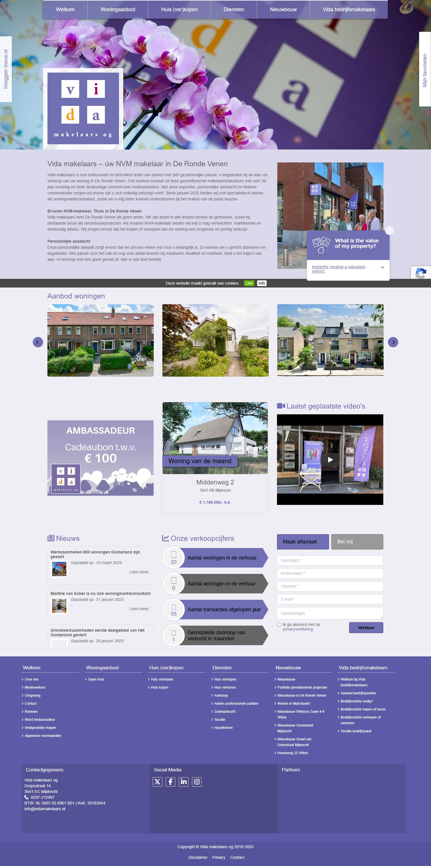 Screenshot van de website van www.vidamakelaars.nl