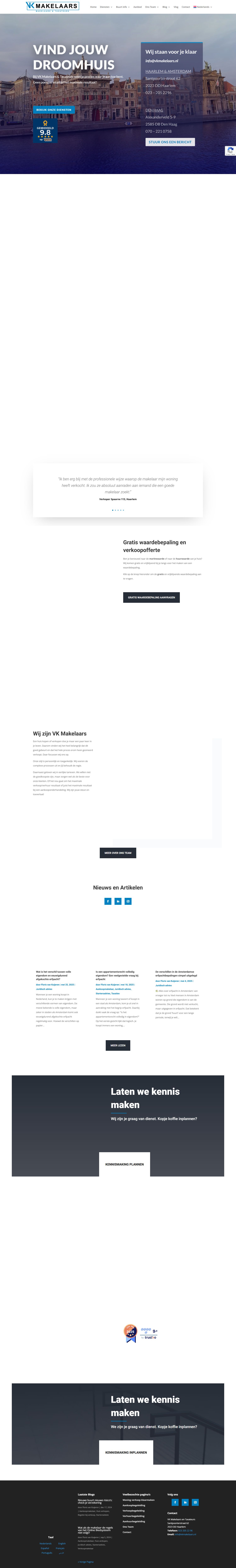 Screenshot van de website van www.vkmakelaars.nl