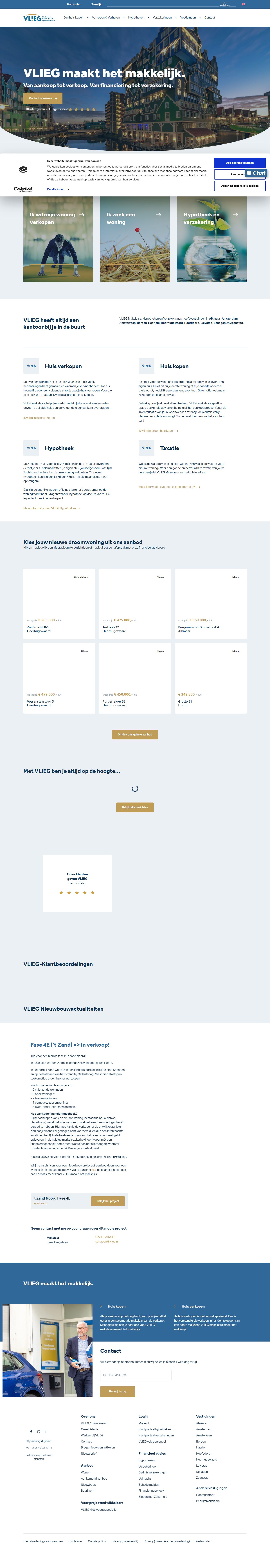 Screenshot van de website van www.vlieg.nl