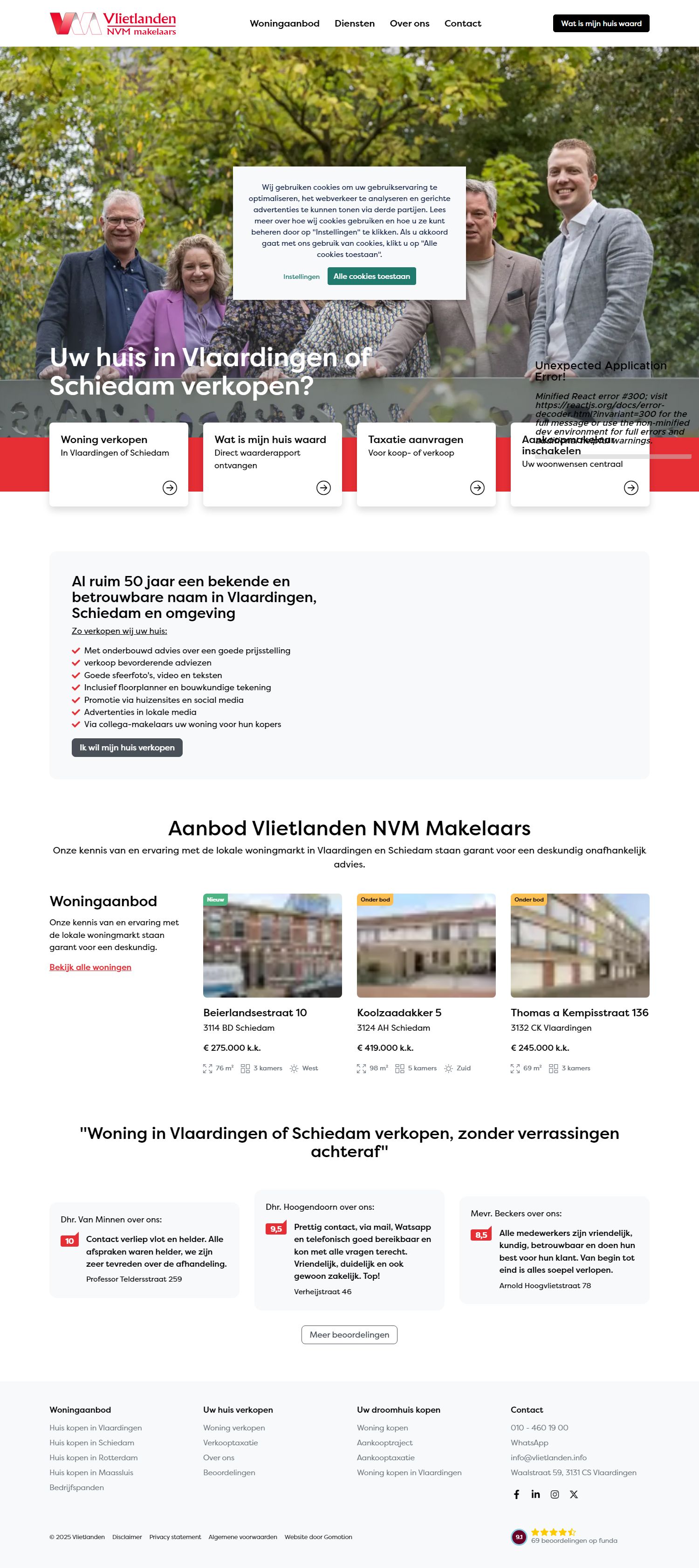 Screenshot van de website van www.vlietlanden.info