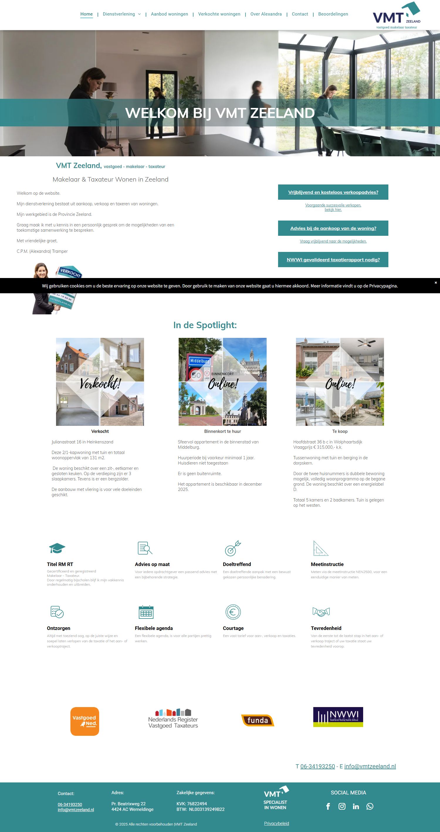 Screenshot van de website van www.vmtzeeland.nl