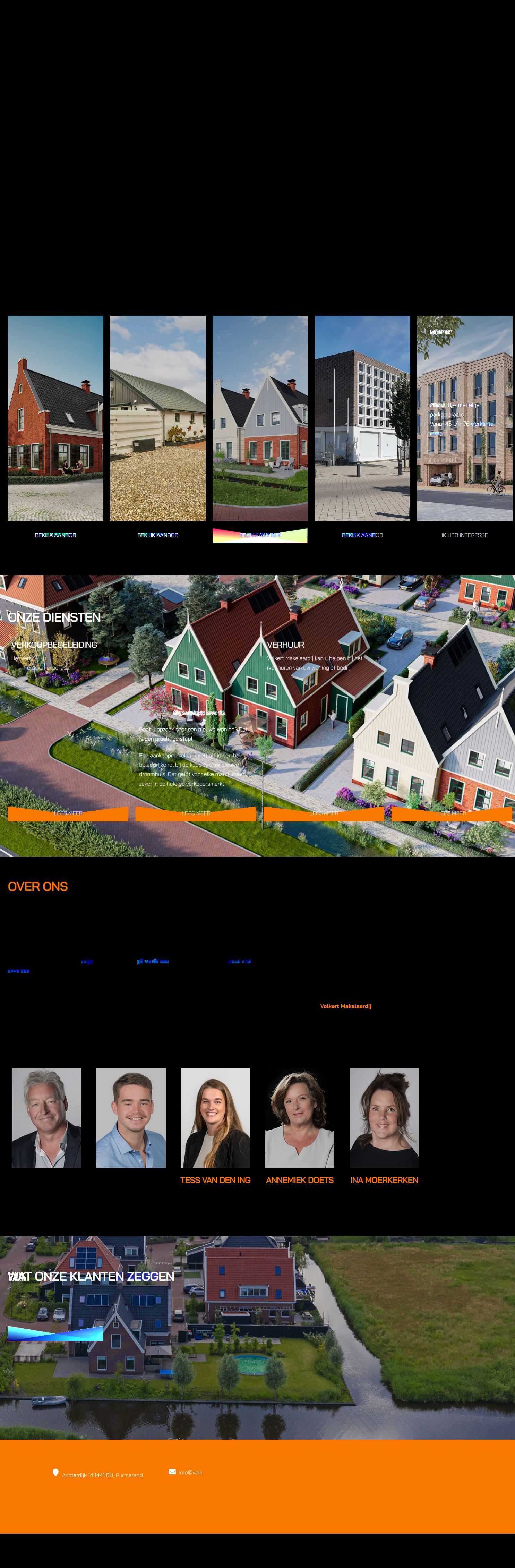 Screenshot van de website van volkertmakelaardij.nl