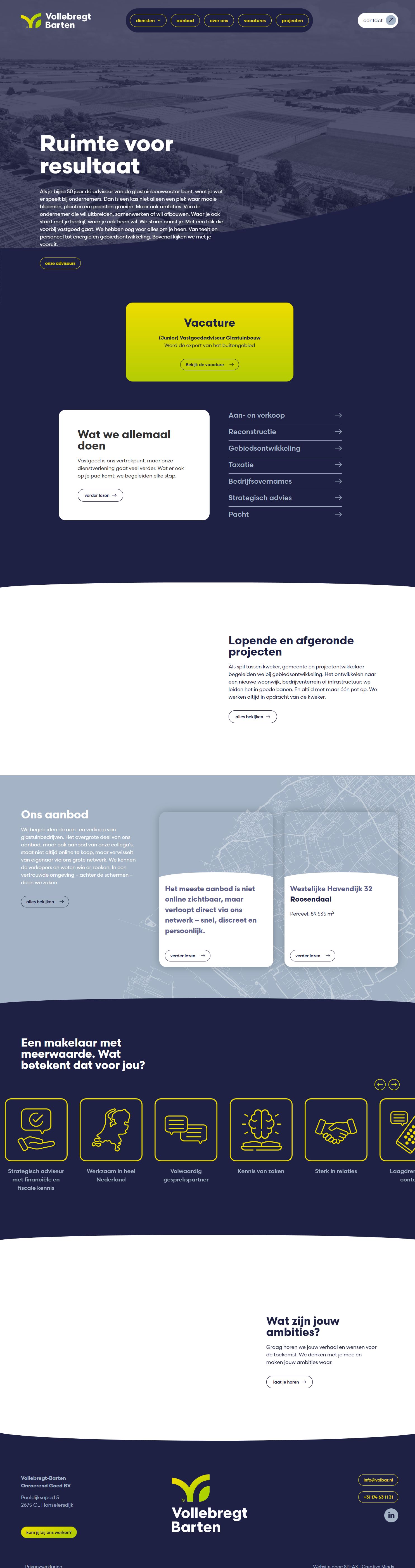 Screenshot van de website van www.volbar.nl