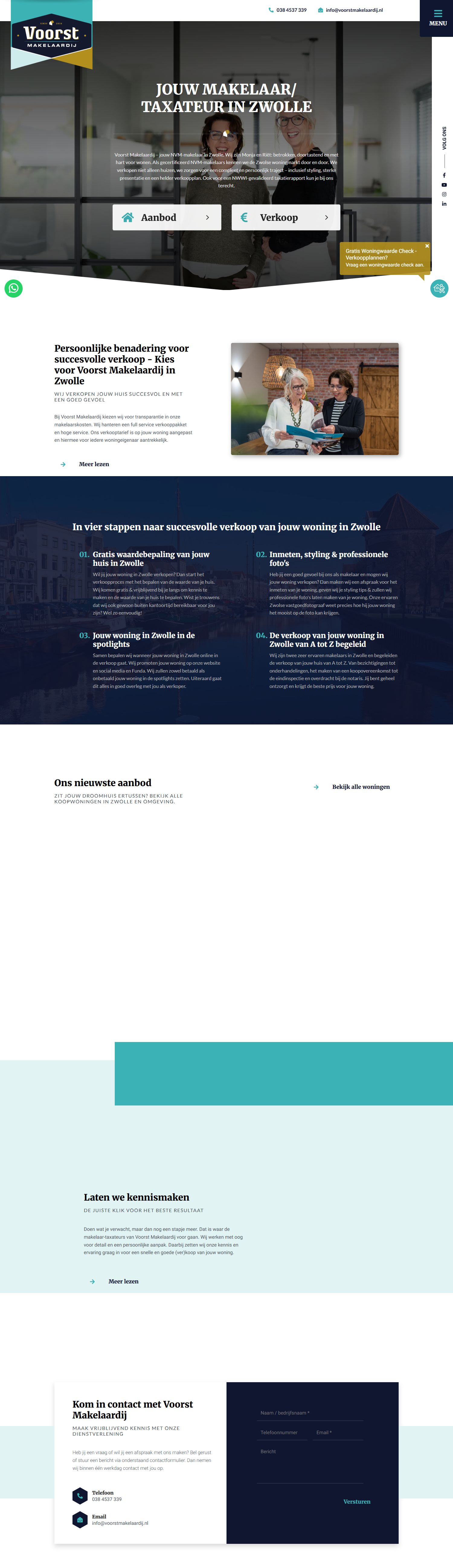 Screenshot van de website van www.voorstmakelaardij.nl