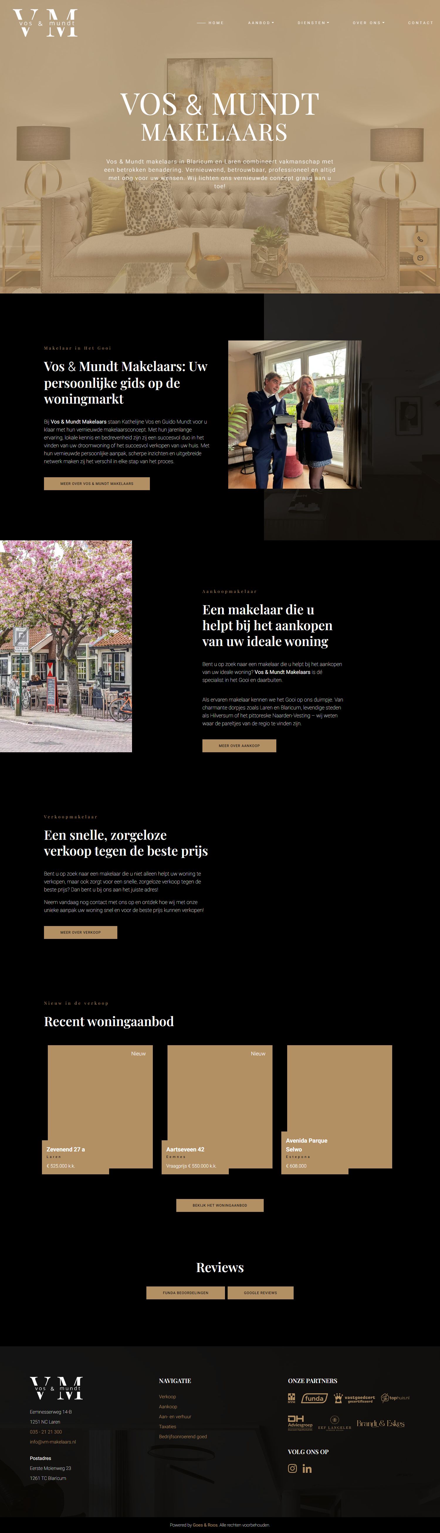 Screenshot van de website van www.vm-makelaars.nl