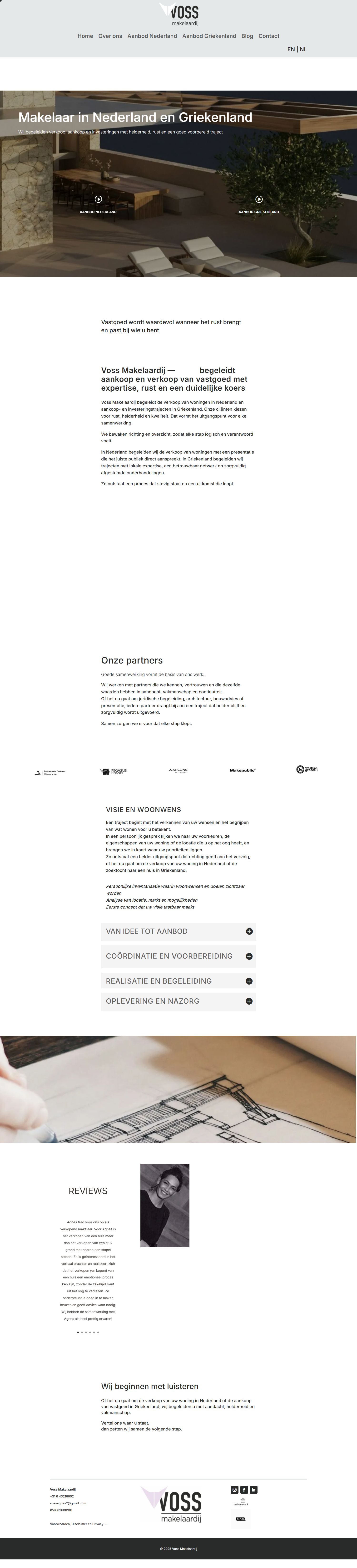 Screenshot van de website van vossmakelaardij.nl