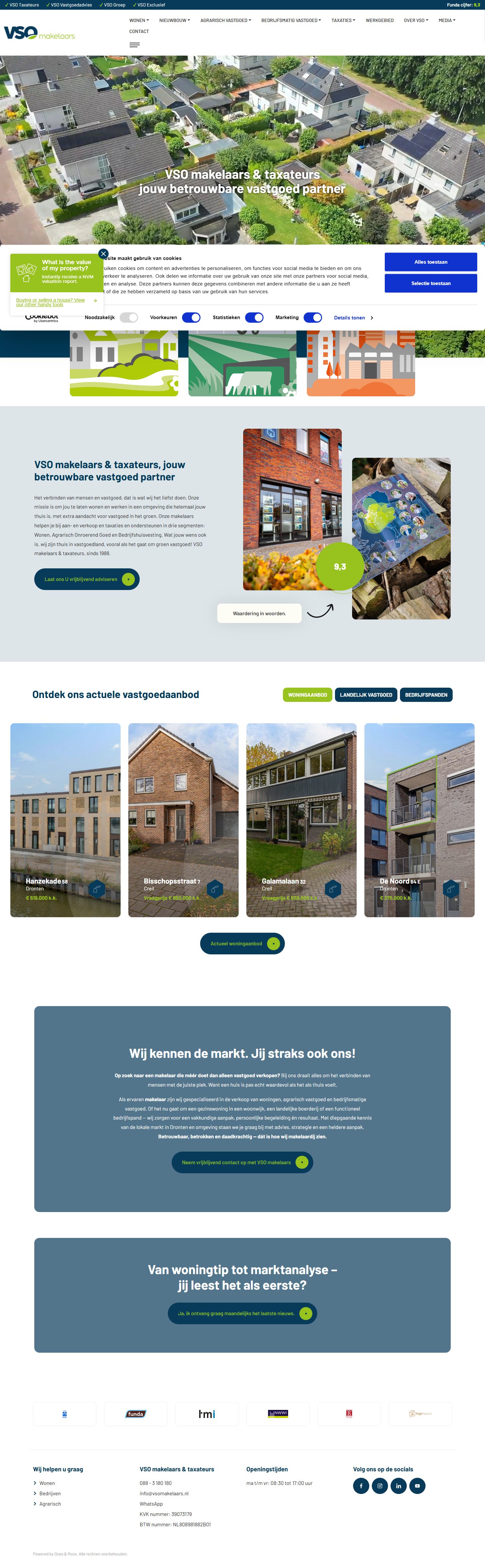 Screenshot van de website van www.vsomakelaars.nl