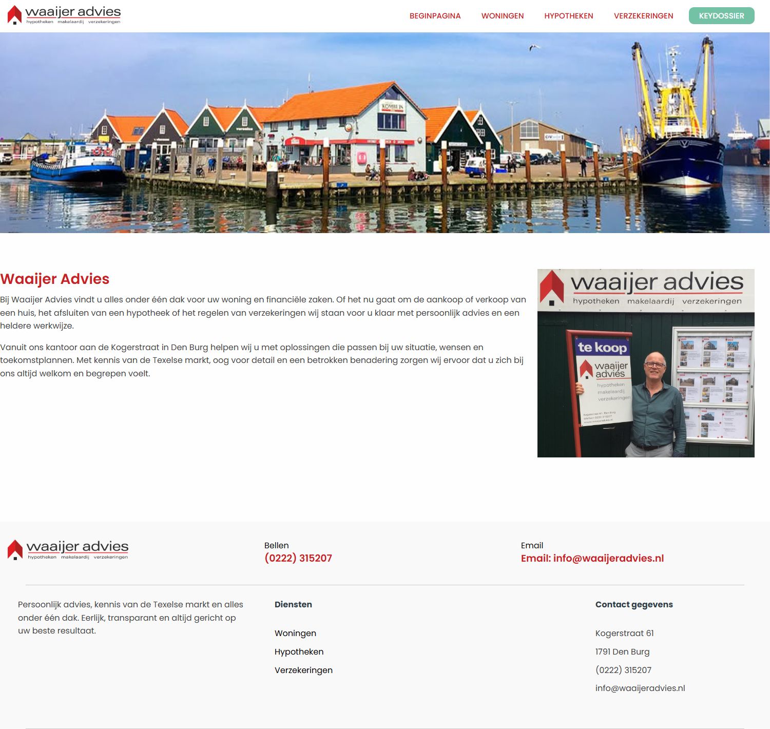Screenshot van de website van www.waaijeradvies.nl