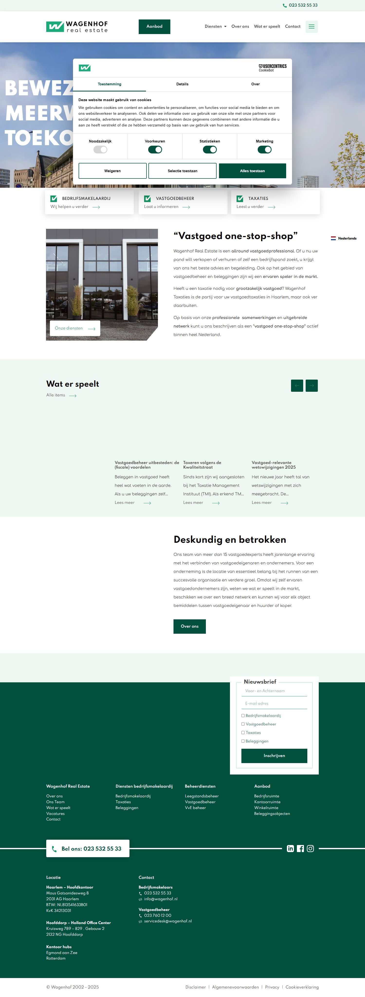Screenshot van de website van www.wagenhof.nl