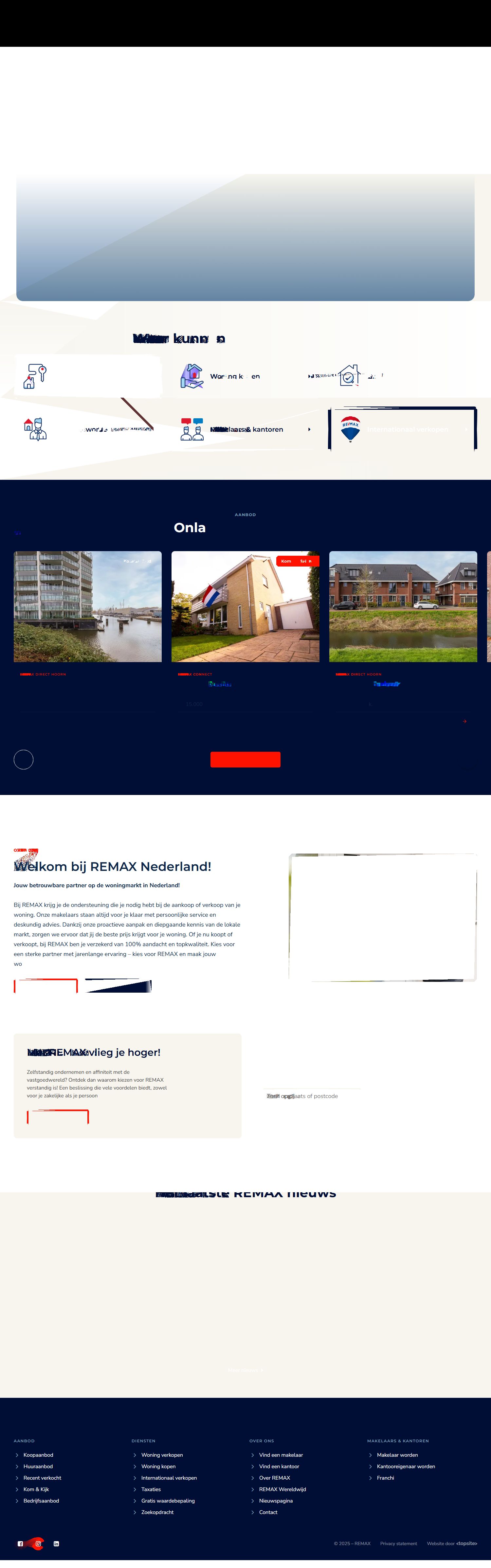 Screenshot van de website van www.remax.nl