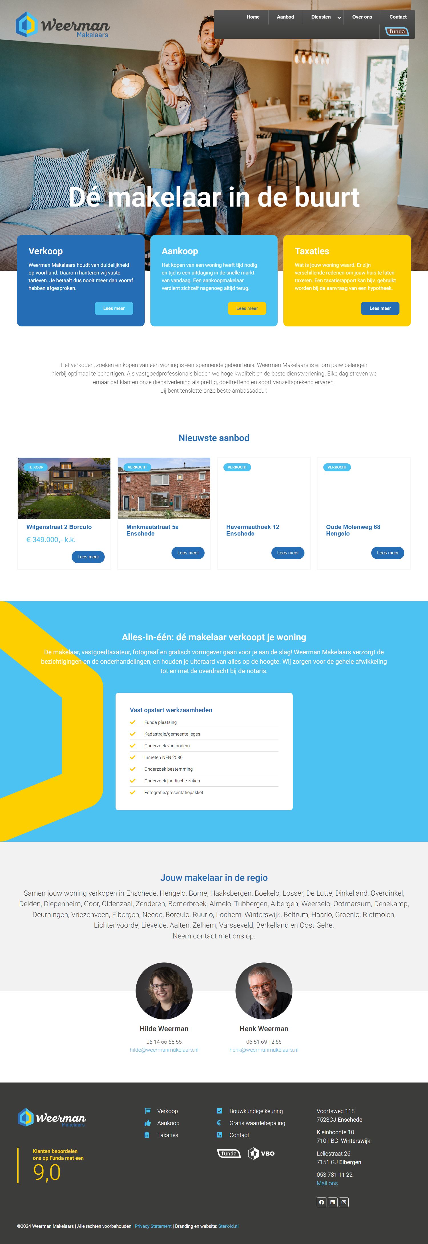 Screenshot van de website van www.weermanmakelaars.nl
