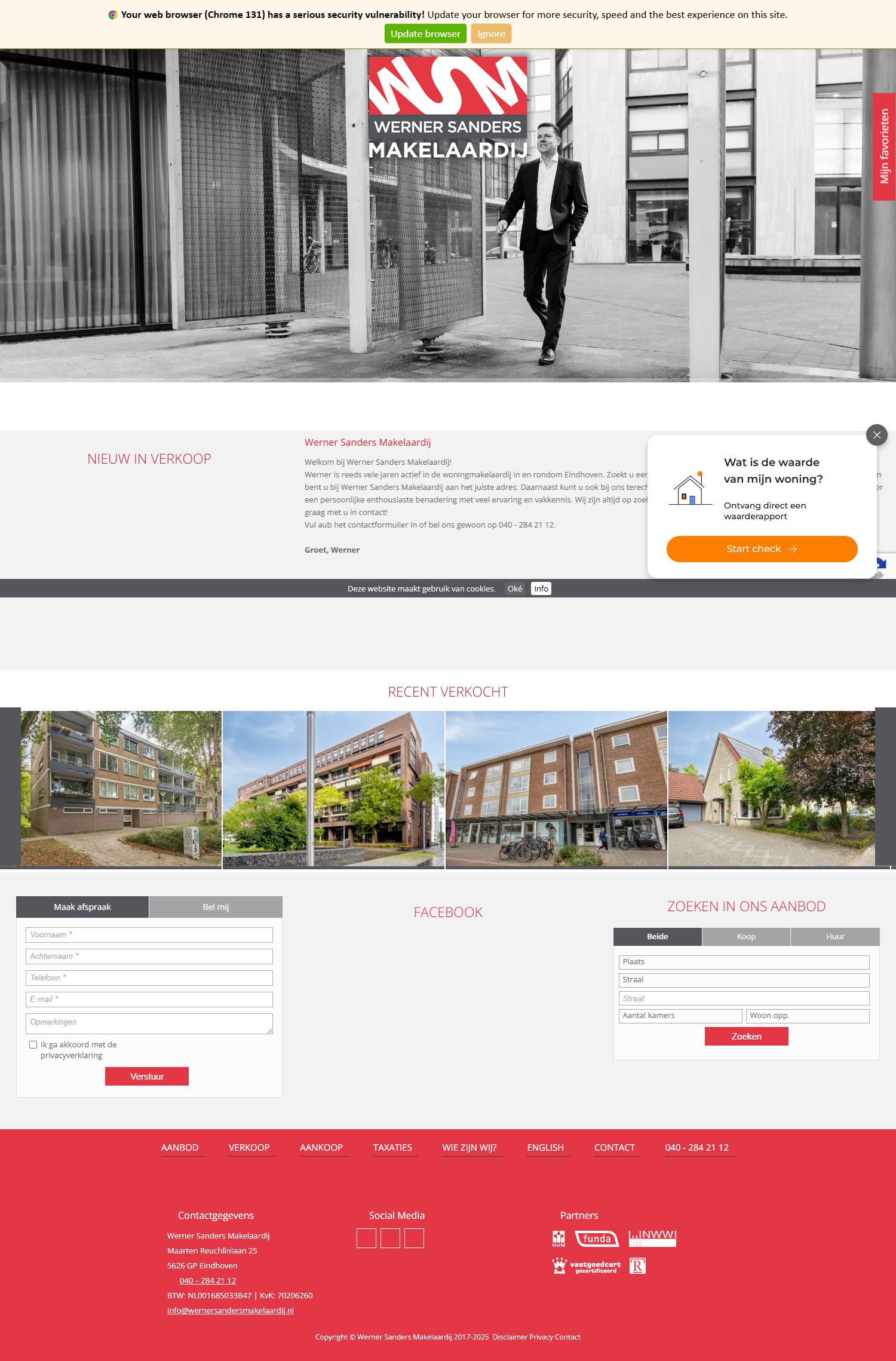 Screenshot van de website van www.wernersandersmakelaardij.nl