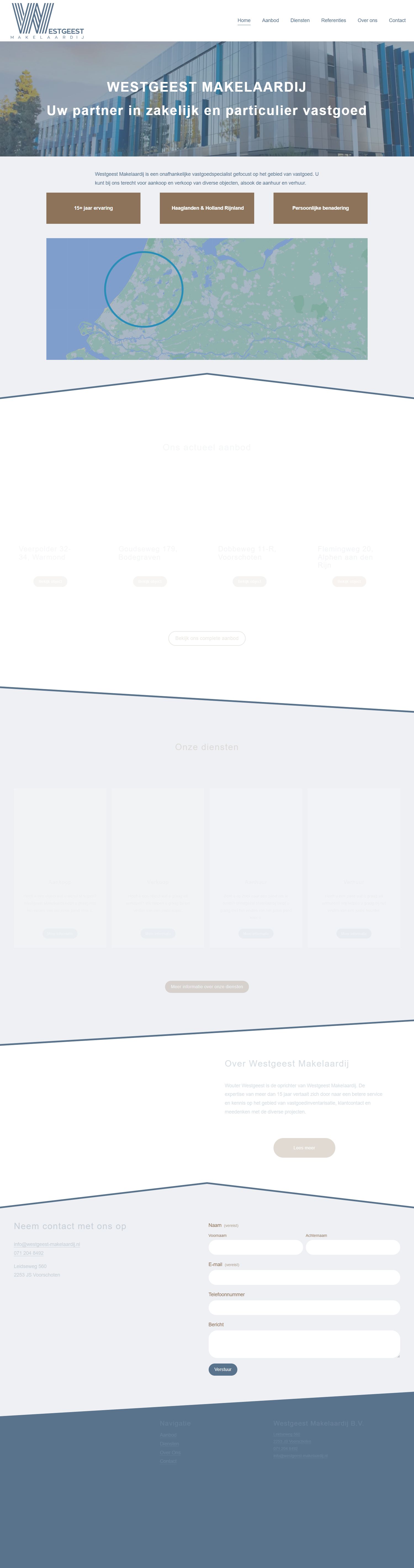 Screenshot van de website van www.westgeest-makelaardij.nl