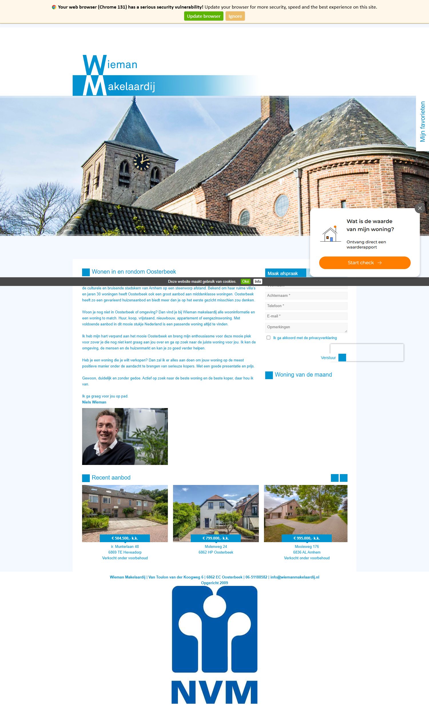 Screenshot van de website van www.wiemanmakelaardij.nl