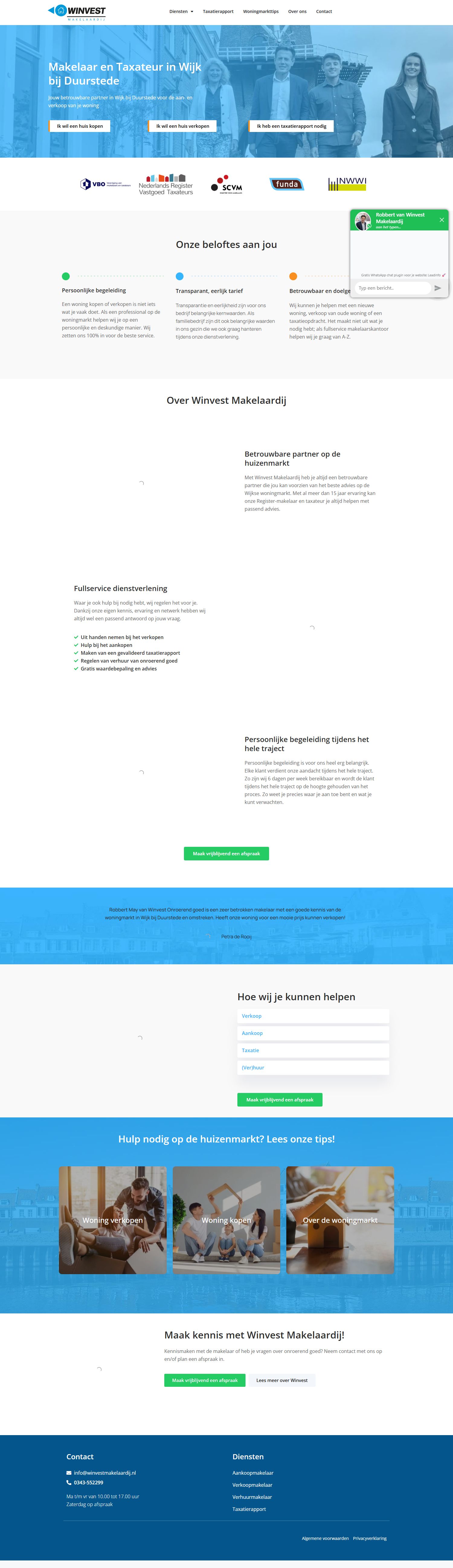 Screenshot van de website van www.winvestmakelaardij.nl