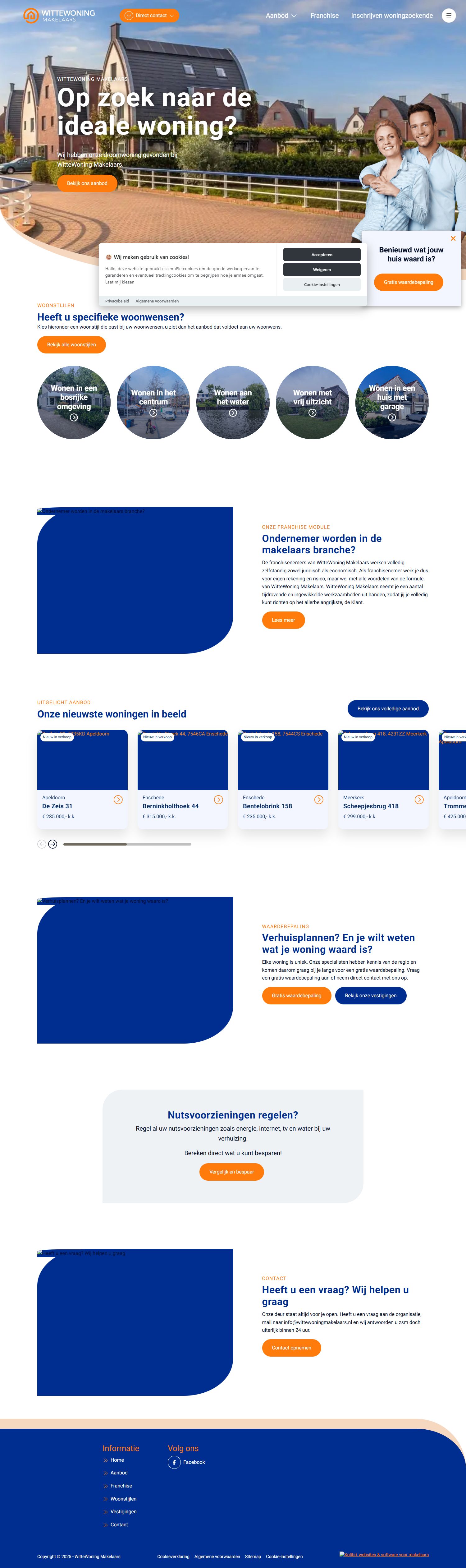 Screenshot van de website van www.wittewoningmakelaars.nl