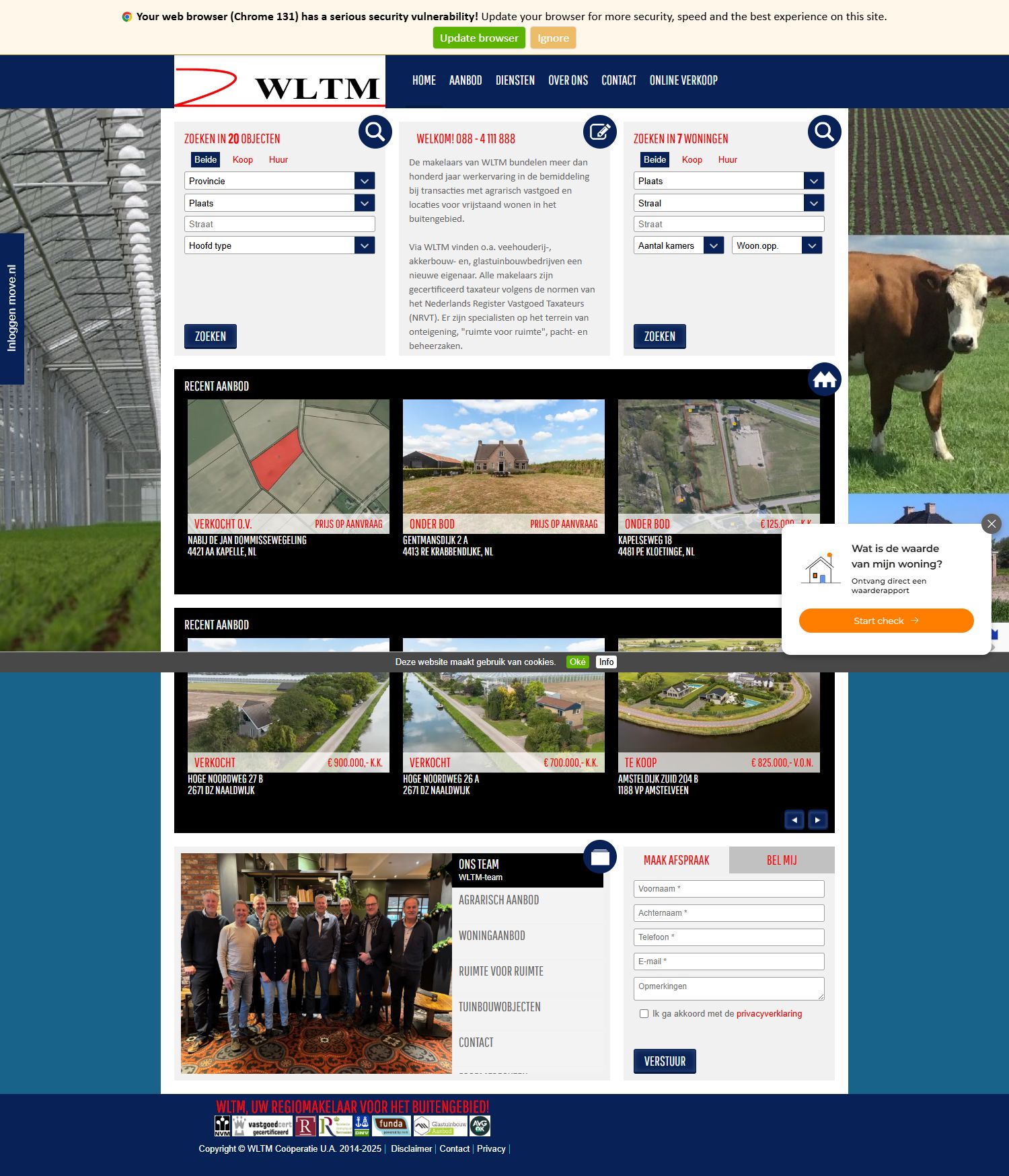 Screenshot van de website van www.wltm.nl