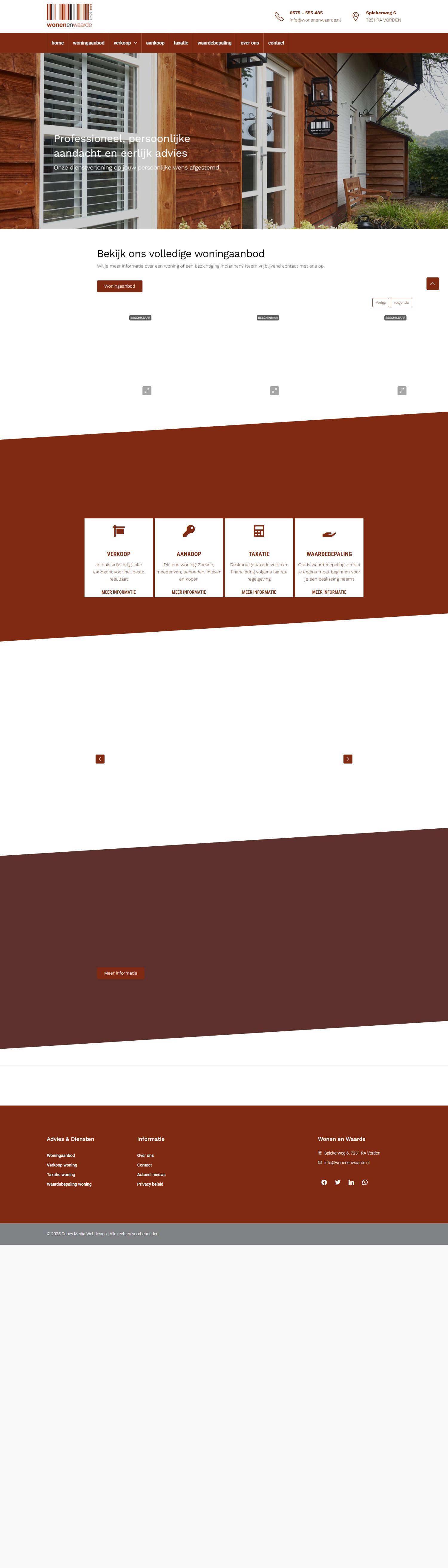 Screenshot van de website van www.wonenenwaarde.nl