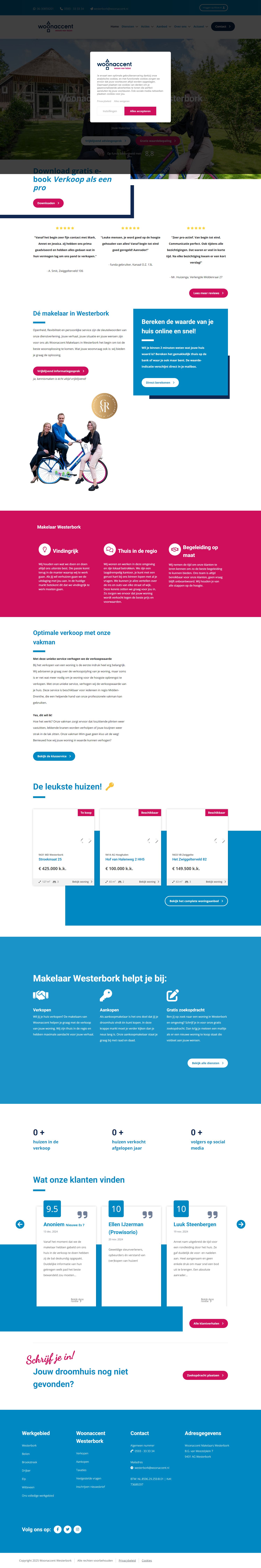 Screenshot van de website van www.woonaccentwesterbork.nl