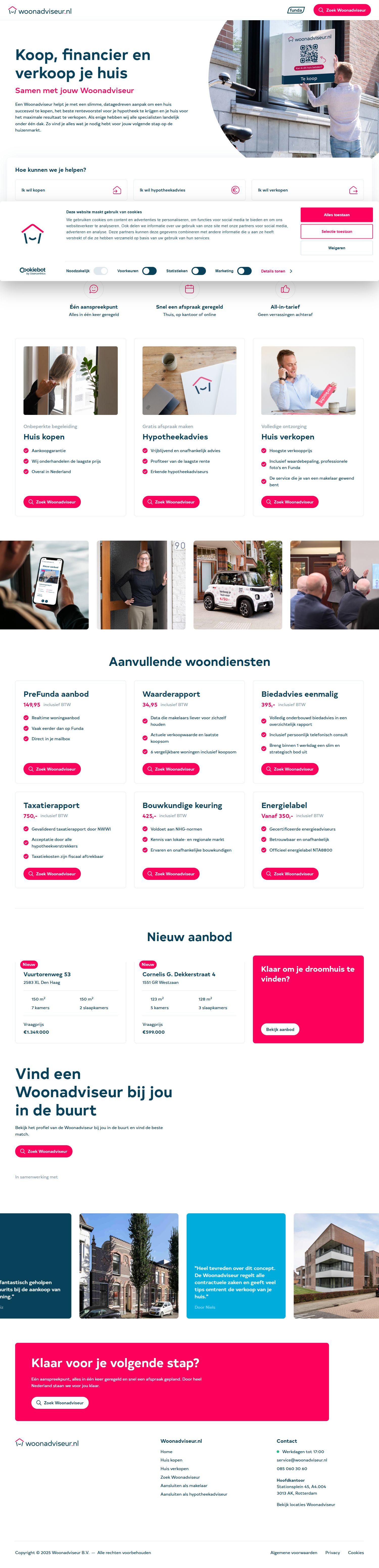 Screenshot van de website van woonadviseur.nl