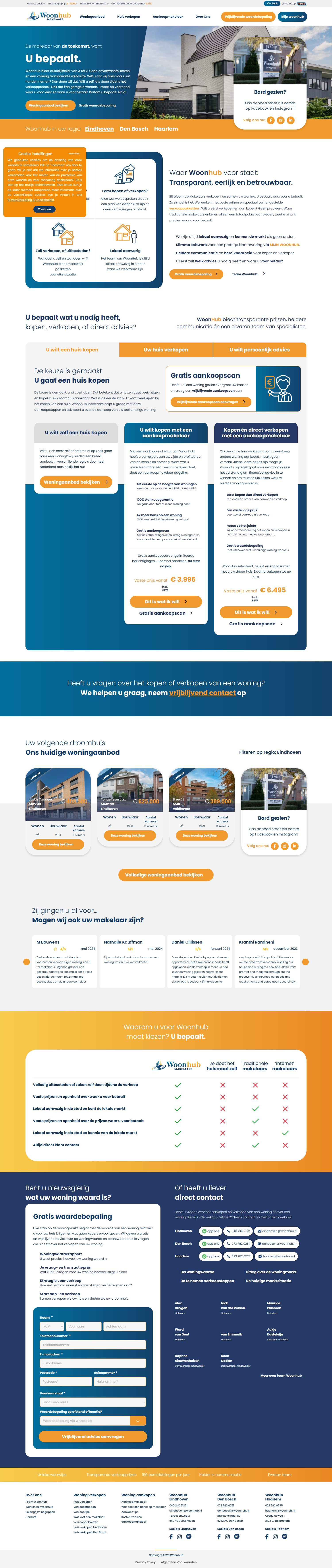 Screenshot van de website van www.woonhub.nl