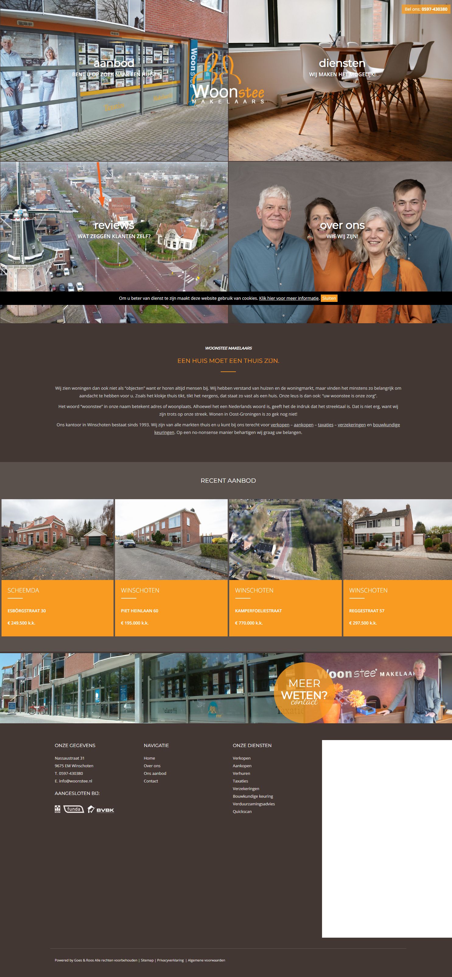 Screenshot van de website van www.woonstee.nl