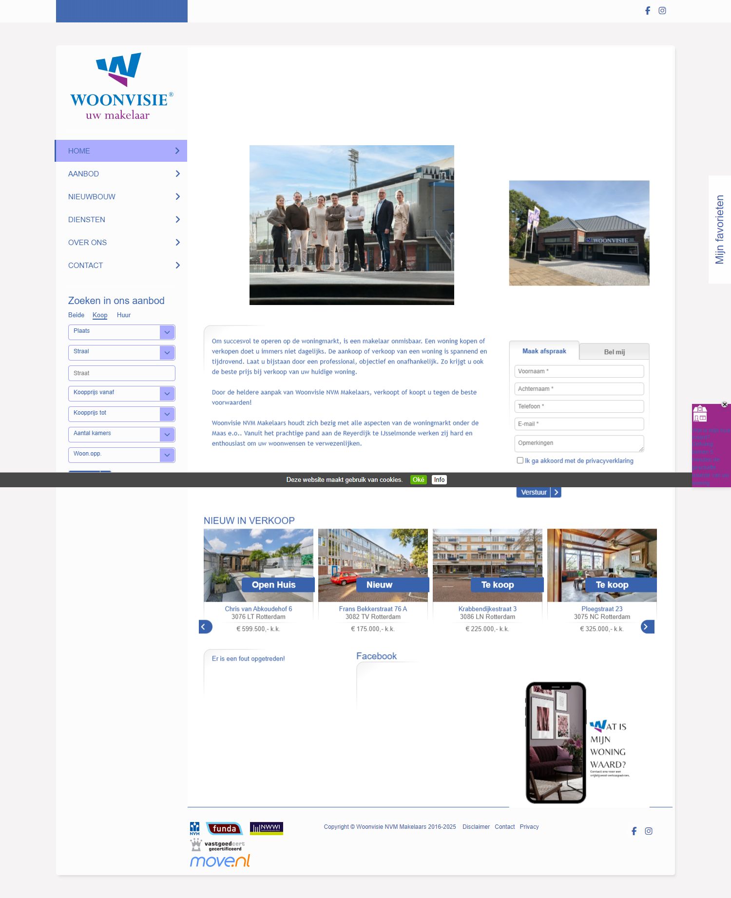 Screenshot van de website van www.woonvisiemakelaars.nl