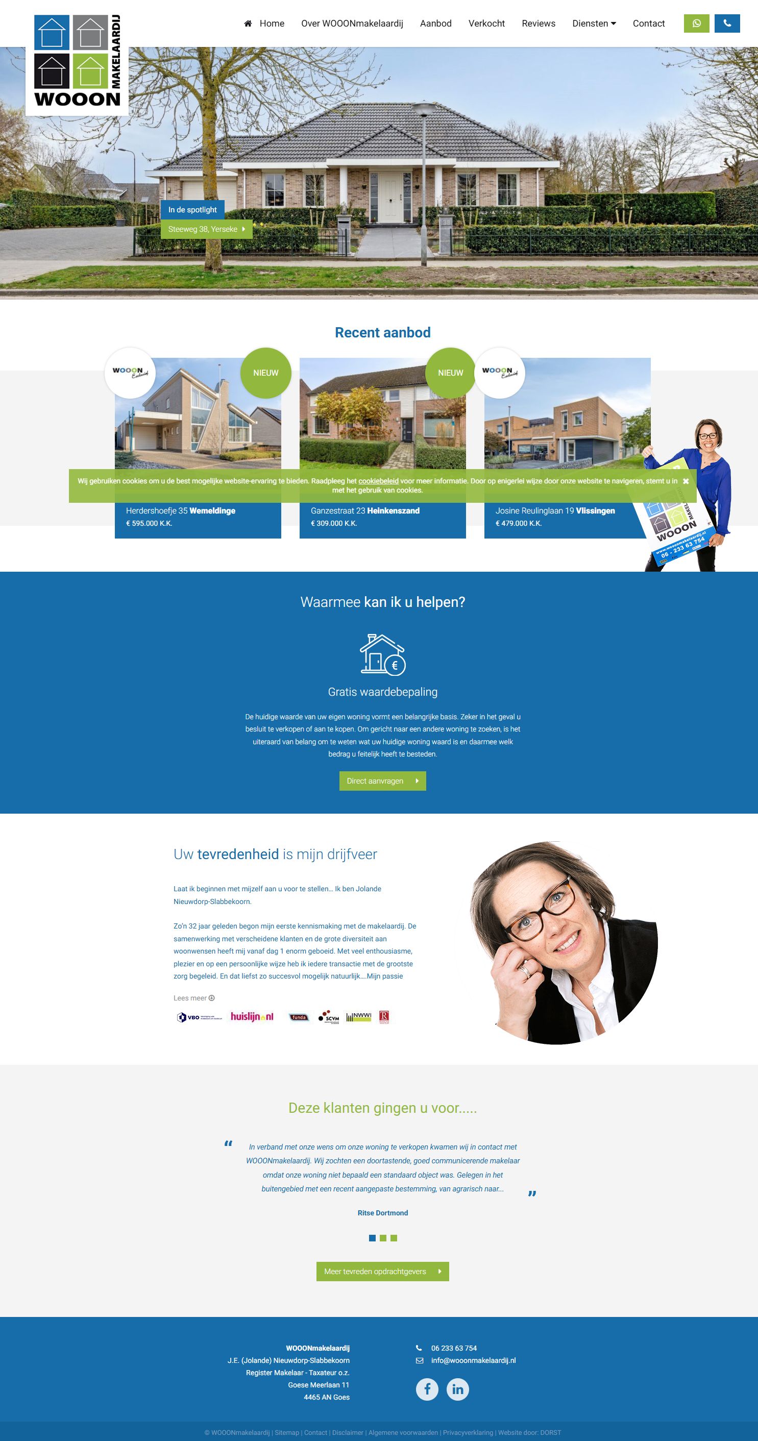 Screenshot van de website van www.wooonmakelaardij.nl