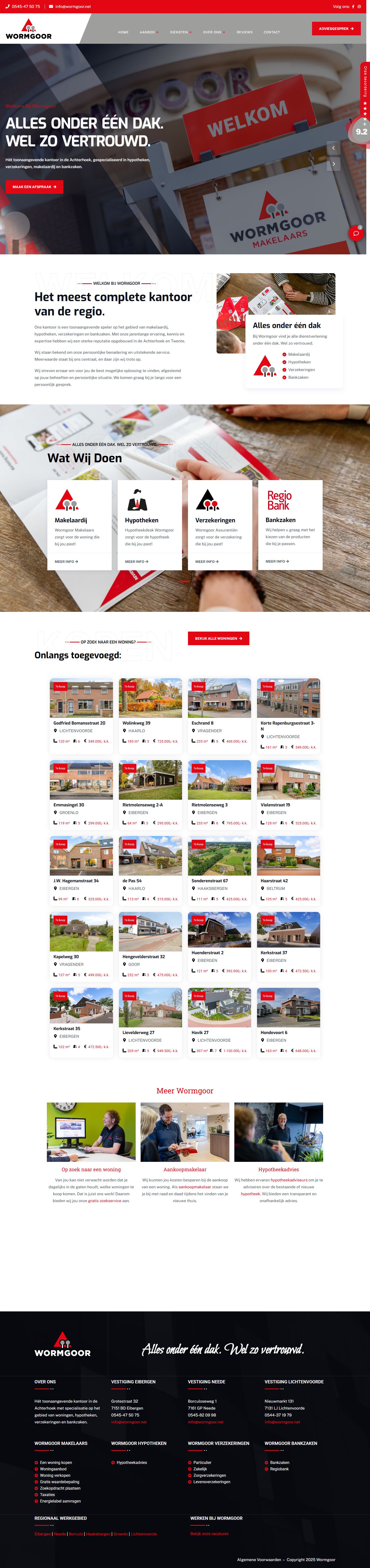 Screenshot van de website van www.wormgoor.net