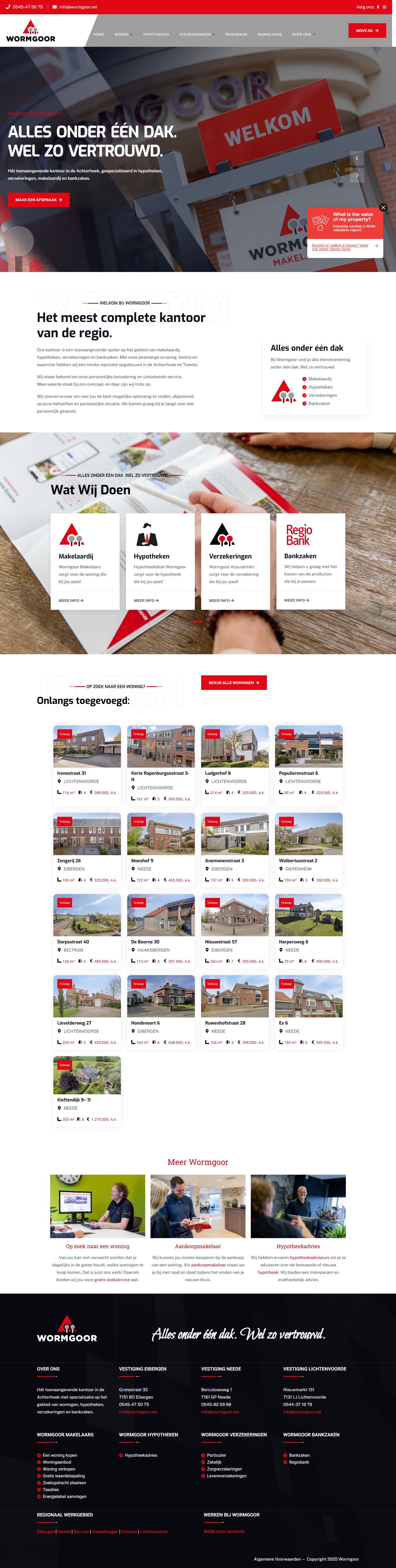 Screenshot van de website van www.wormgoor.net